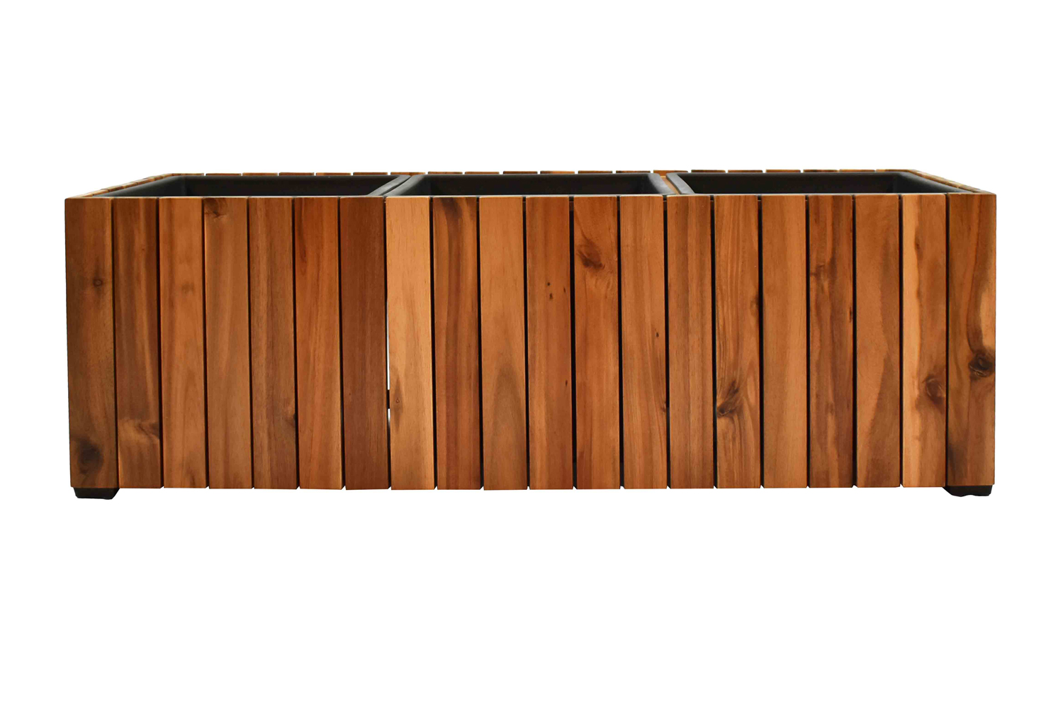 Pflanzgefäß Pflanzkasten Blumenkasten Akazienholz 33x93x31 cm mit Einsatz