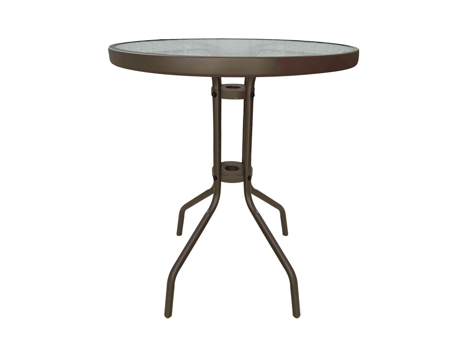 Gartentisch Ibiza Balkontisch Bistrotisch Ø60cm rund braun Metall/Glas