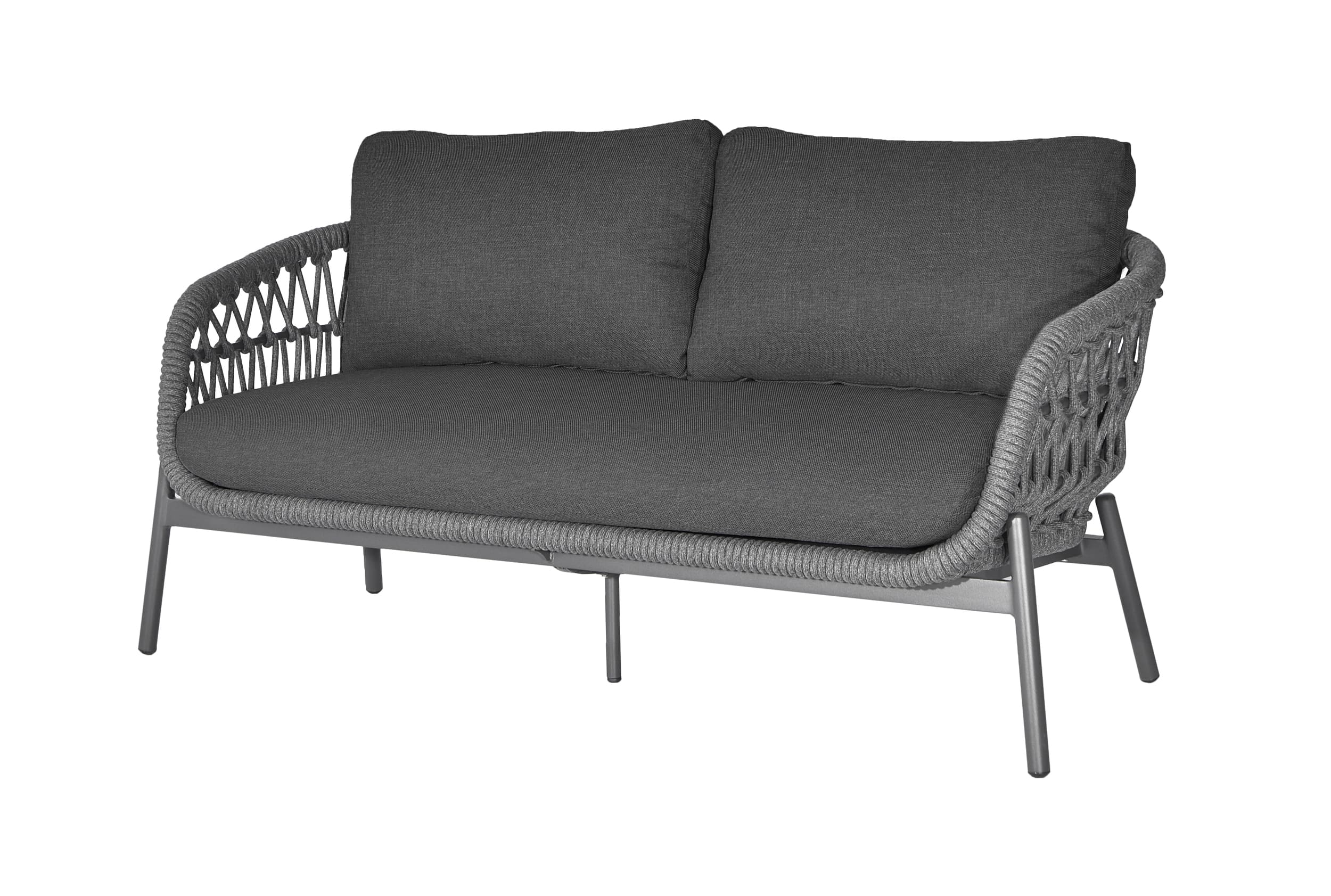Lounge Set 3tlg. Balu Loungemöbel Sitzgruppe Gartenlounge mit Olefin Auflagen anthrazit