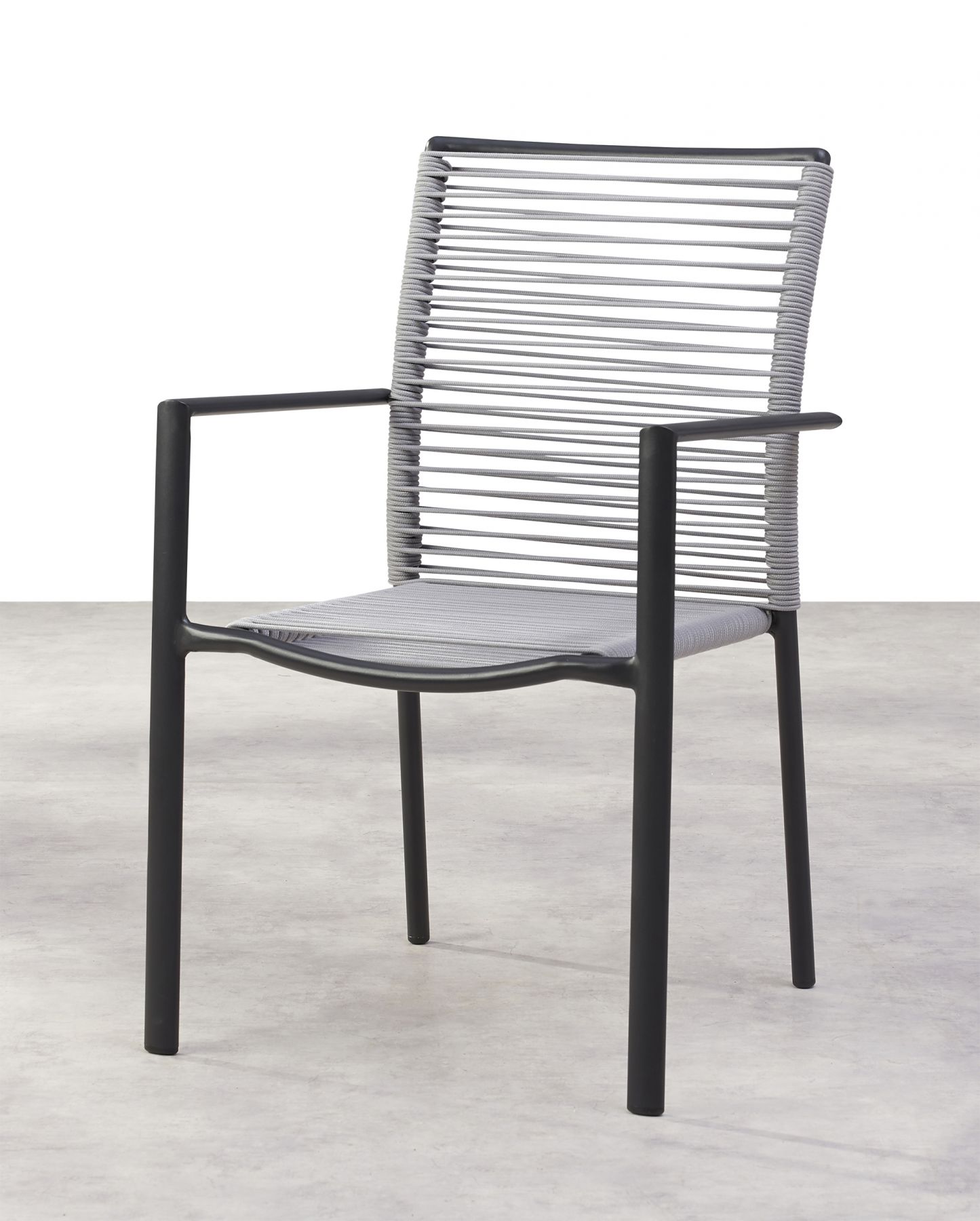 Dining-Sessel Stapelstuhl VINCENZA Armlehnstuhl Gartenstuhl Anthrazit/Grau