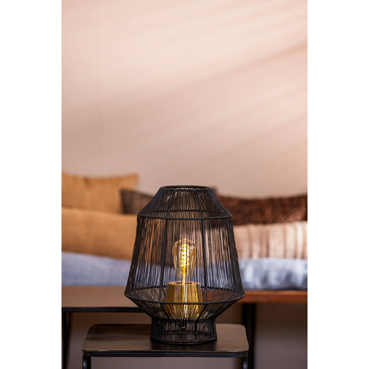 Tischleuchte Lampe VITORA von Light & Living Ø30x38 cm Matt Schwarz