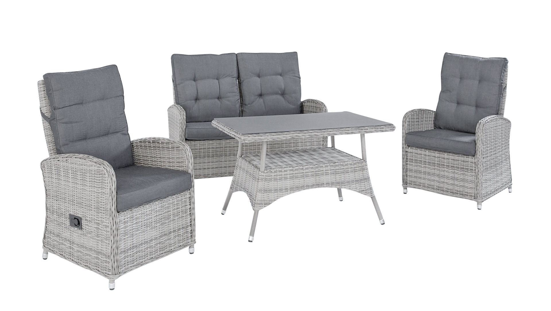 Loungeset Sitzgruppe Loungegarnitur Oklahoma 4tlg. grau-mix Garten
