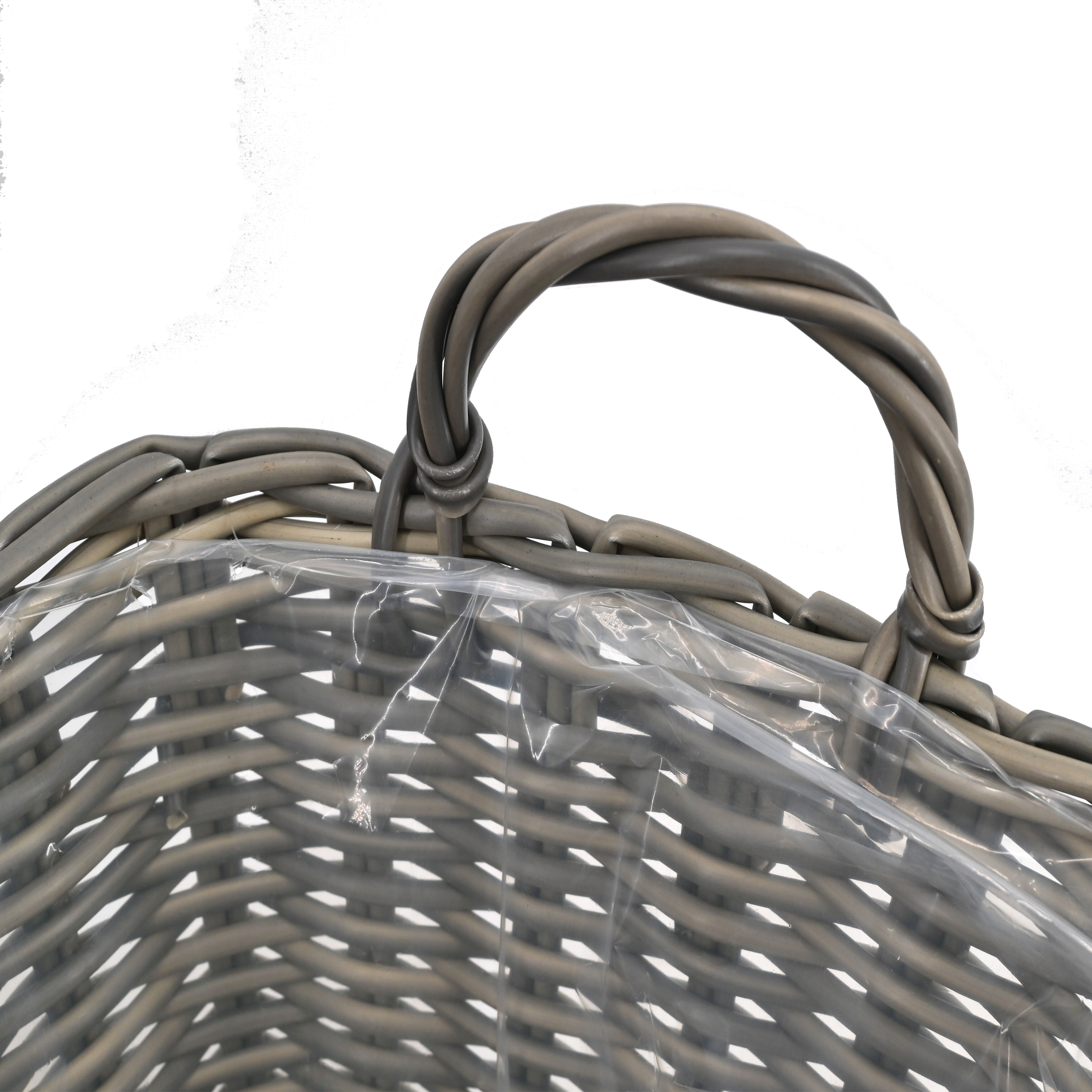 Pflanzkörbe Blumentopf Korb mit Henkel Übertopf 3er Set, Rattan, grau