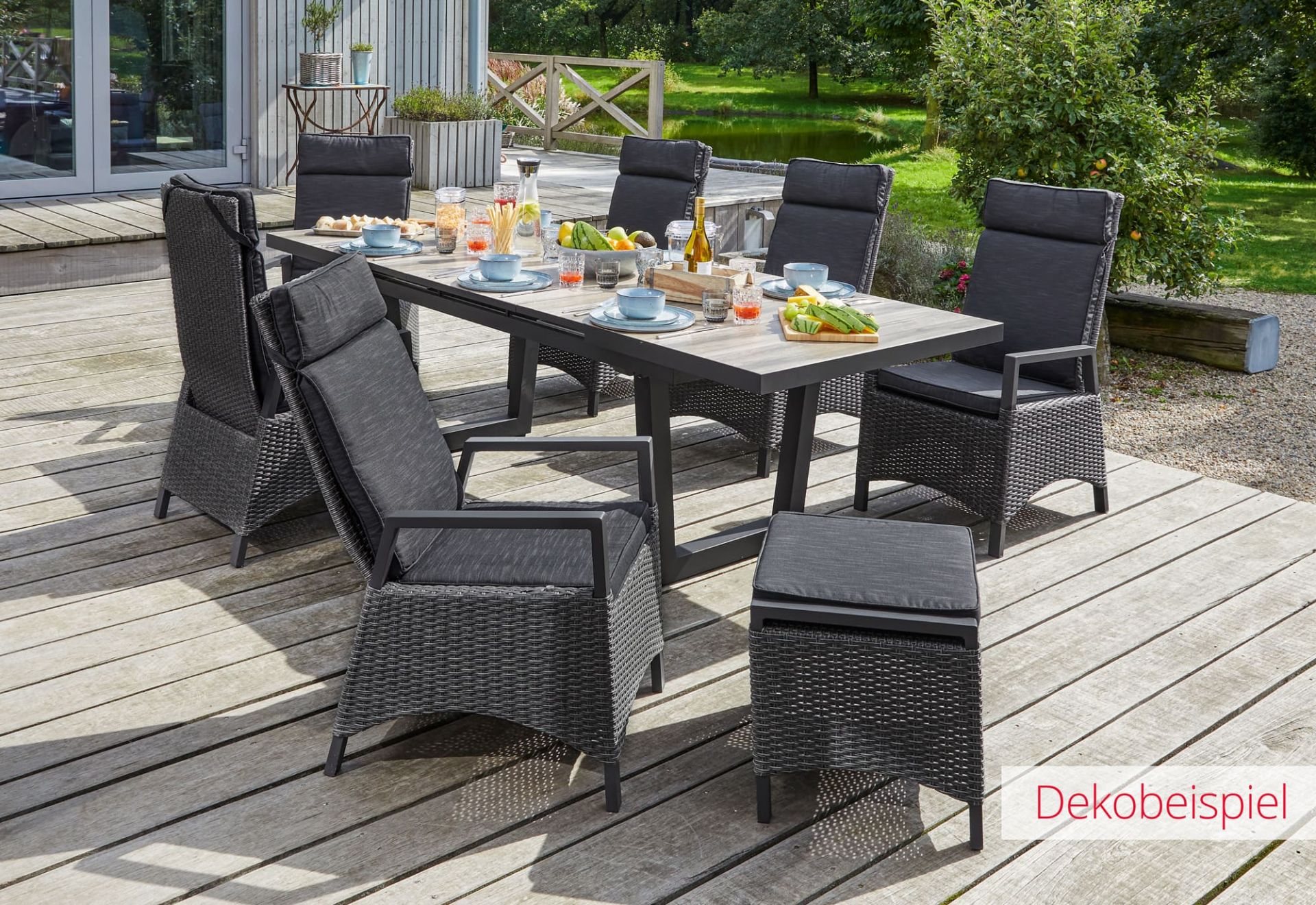 Dining Positionsstuhl Nizza Verstellsessel Gartenstuhl Esstischstuhl grau