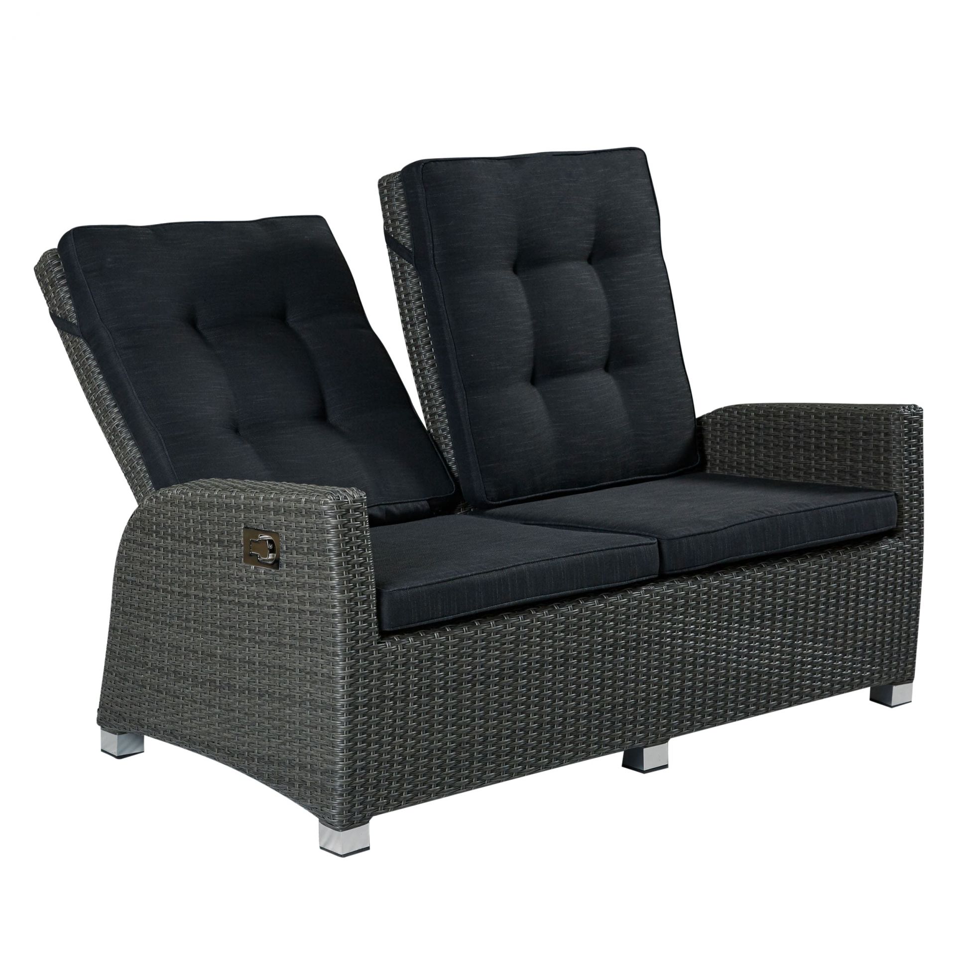 Living 2er Sofa Kansas Relaxsofa Garten Couch Zweisitzer grau-mix