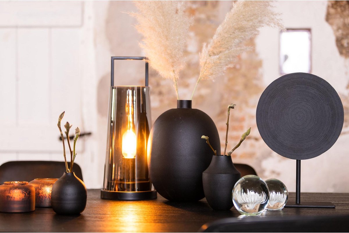 Tischleuchte von Light & Living AMANDO Lampe Ø23 x 53 cm Rauchglas grau