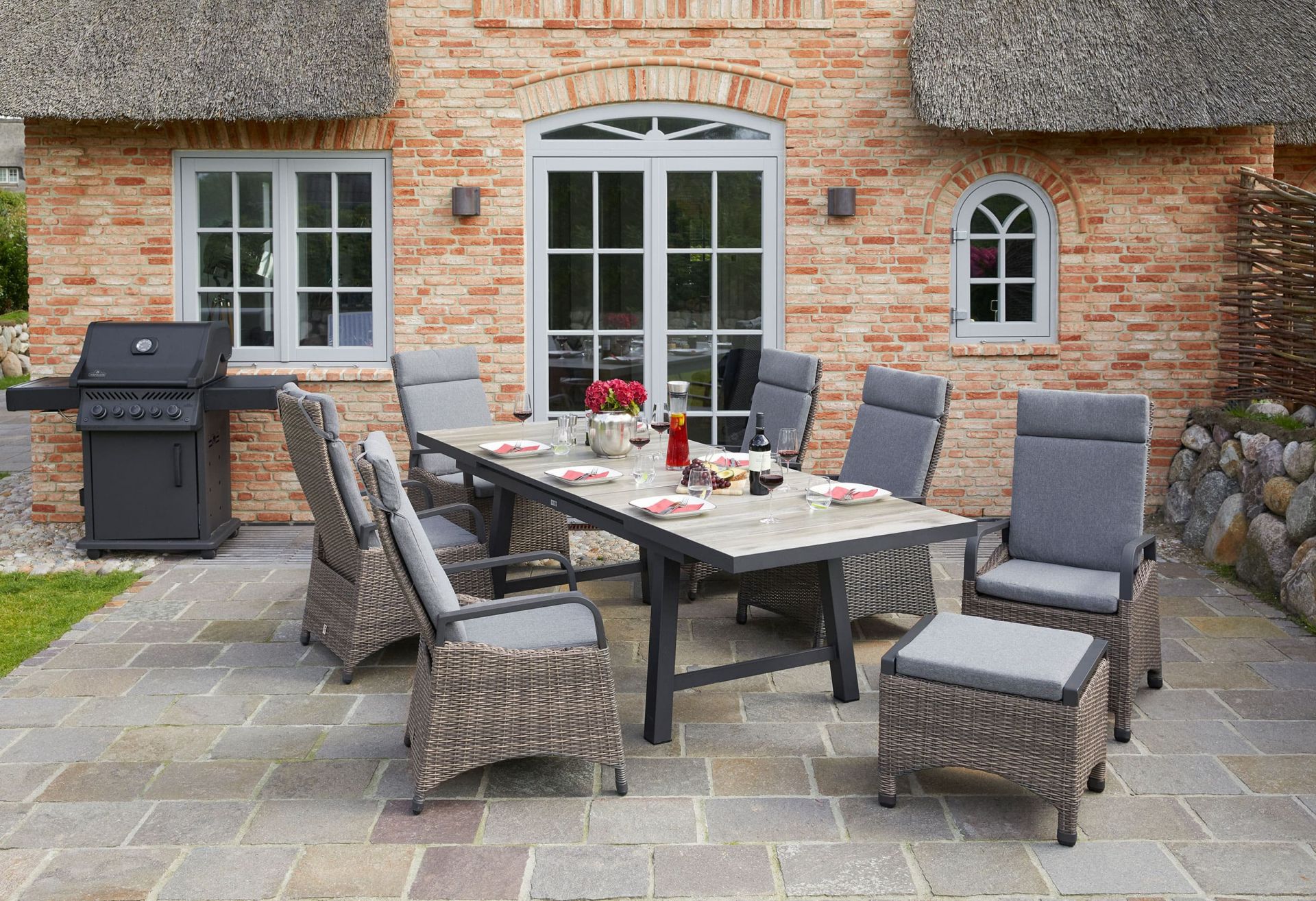 Dining Positionsstuhl Kentucky Verstellsessel Gartenstuhl Esstischstuhl omega braun