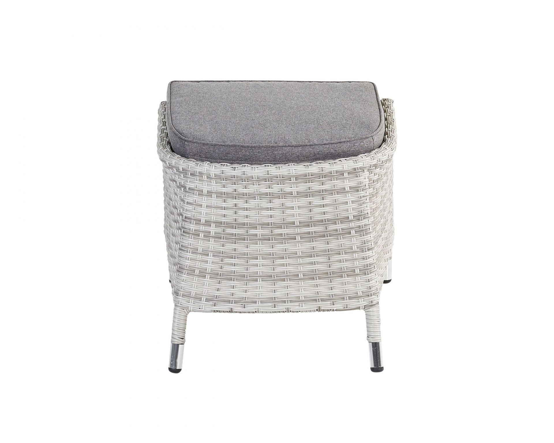 Hocker Fußbank Boston, weiß-grau-mix, Rattanoptik, Garten, wetterfest