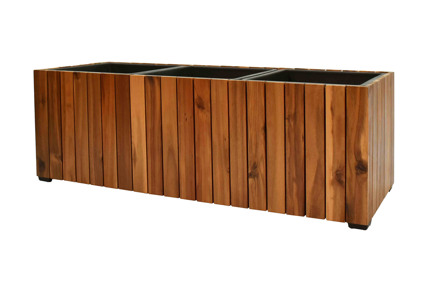 Pflanzgefäß Pflanzkasten Blumenkasten Akazienholz 33x93x31 cm mit Einsatz