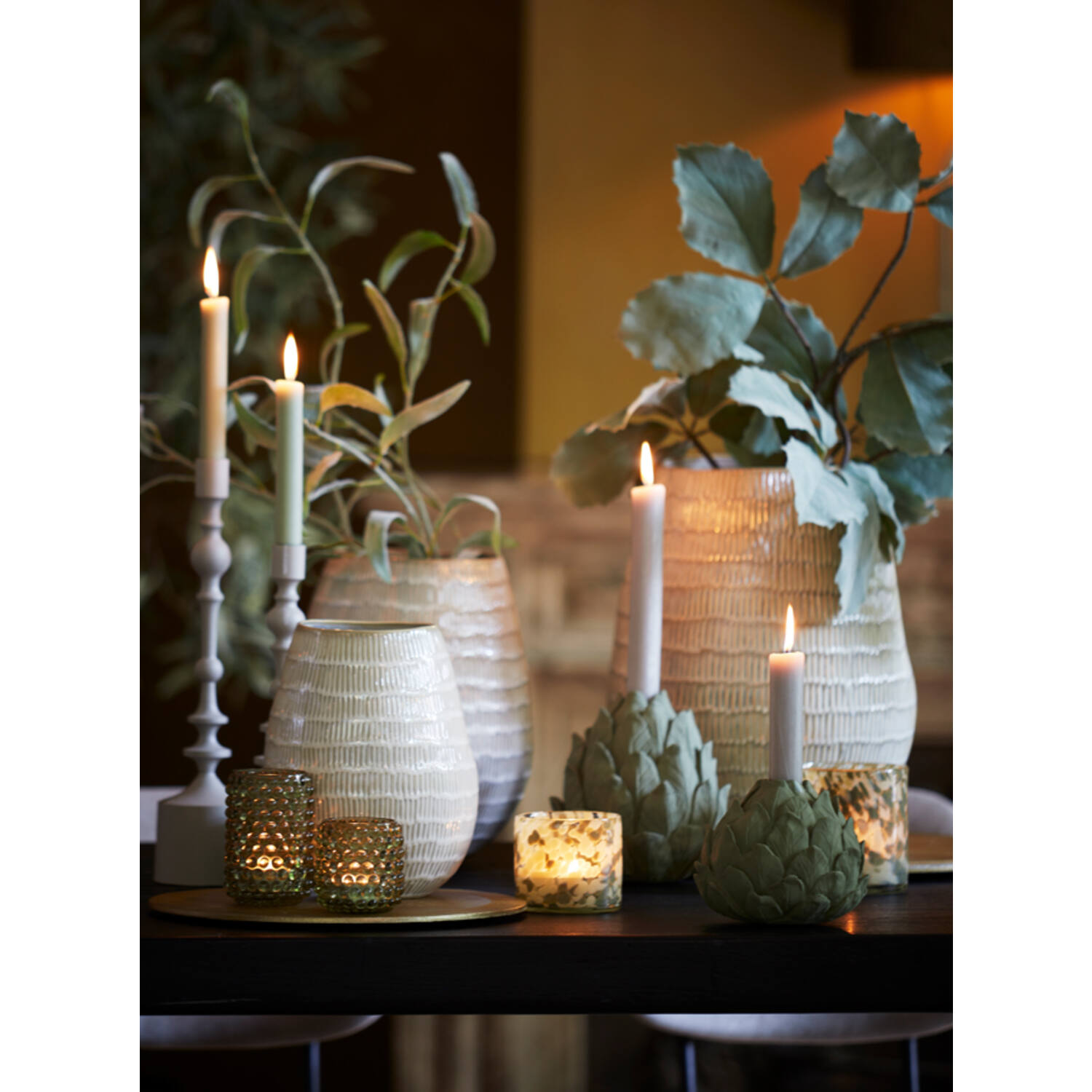 Dekovase Vase GIORGIA von Light & Living Blumenvase Tischvase Keramik crème-beige