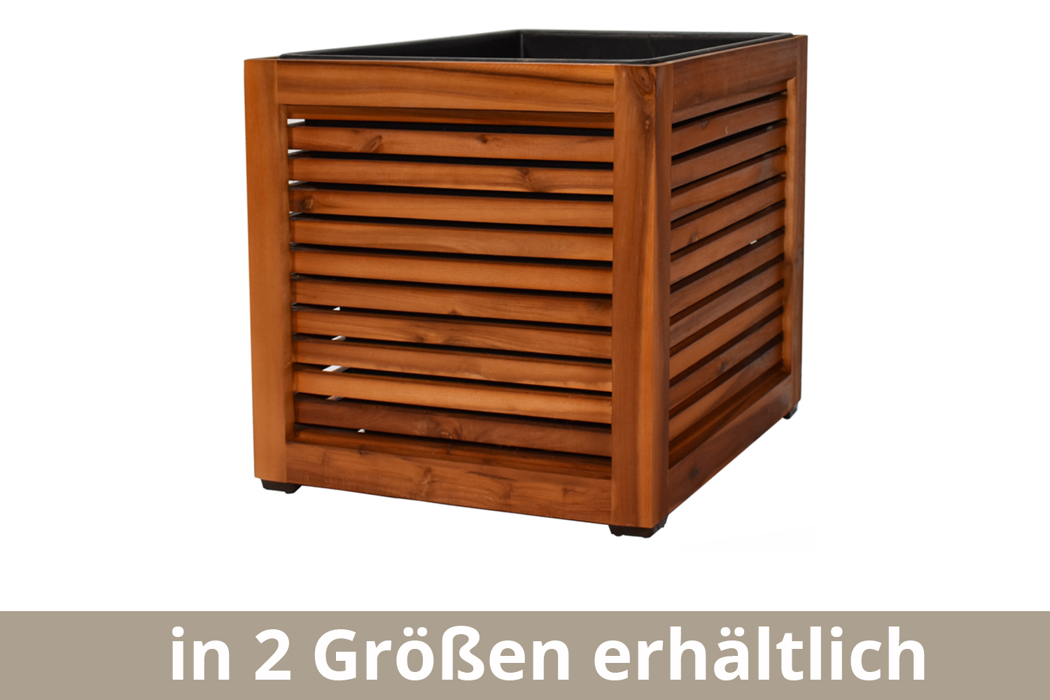 Pflanzgefäß Colorado 3 Pflanzkasten Blumenkasten mit Streben Akazienholz 44,5 x 40,5 cm