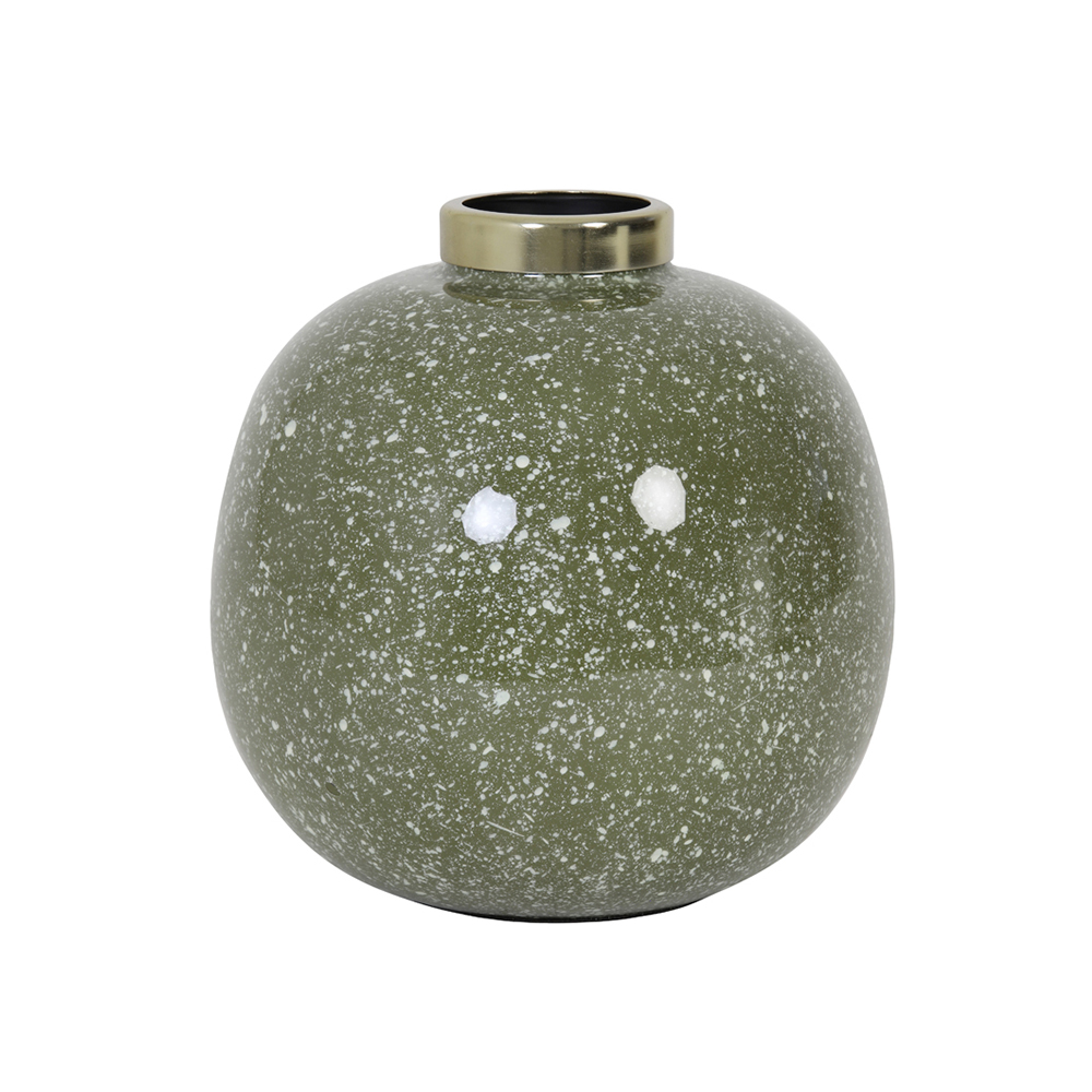 Dekovase Vase CHOW von Light & Living Blumenvase Tischvase Grün-Weiß-Gold Ø22x22 cm