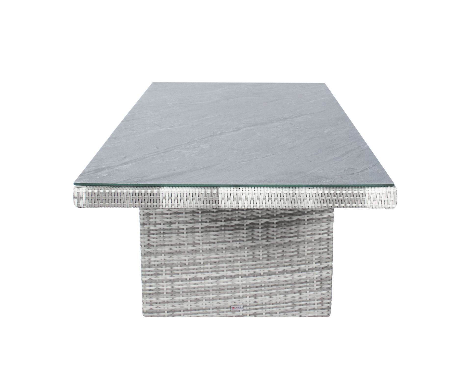 Gartentisch Boston Esstisch Wangentisch Dining Glas-Keramik 192 x 90 cm weiß-grau