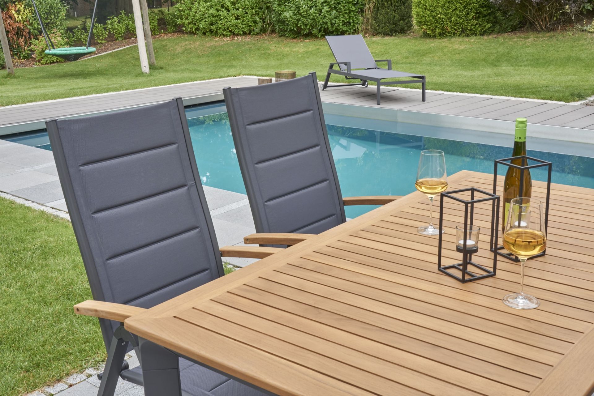 Klappstuhl New Jersey Klappsessel Teakholz Gartenstuhl anthrazit