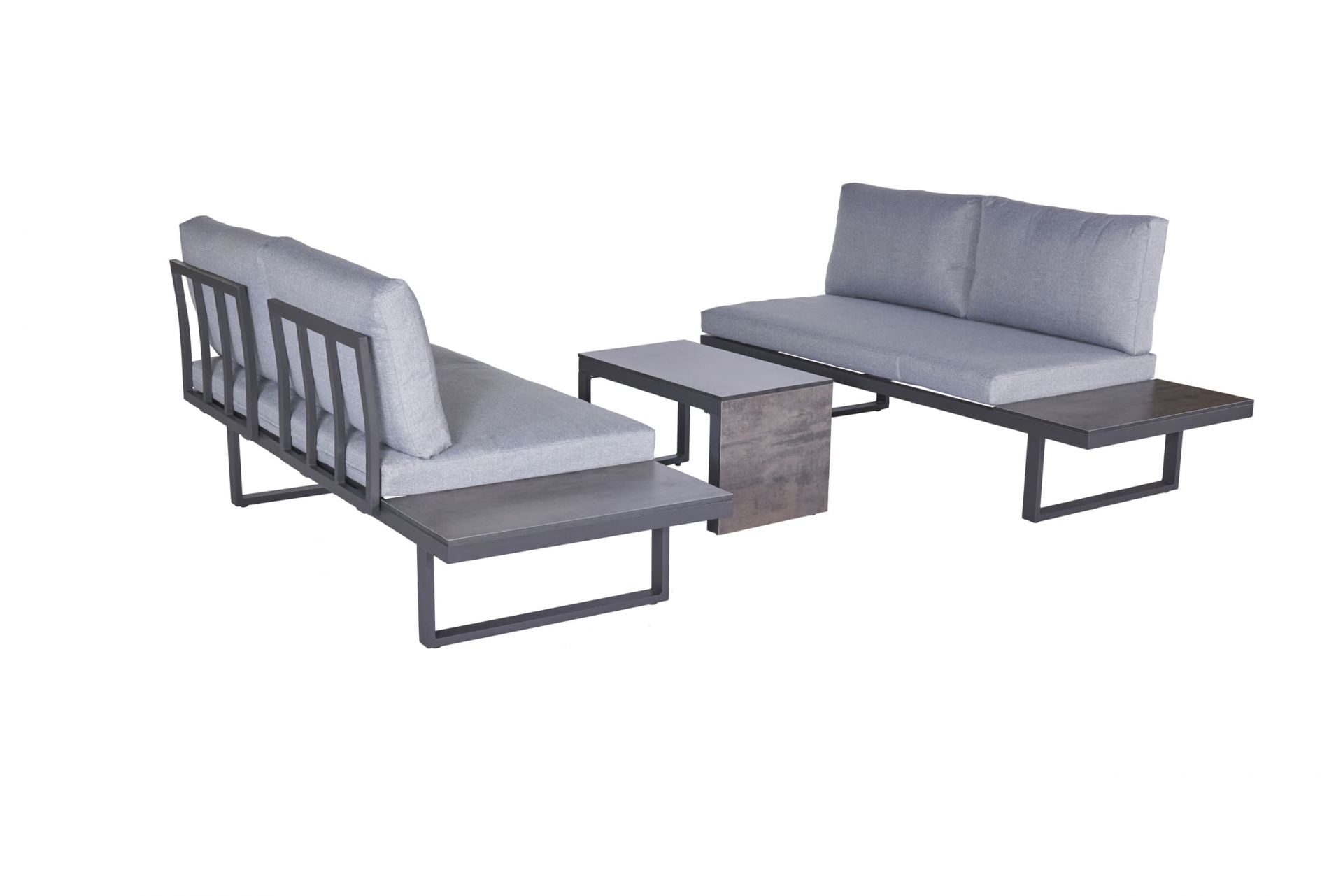 Gartenlounge Loungeset Ecksofa Balkonset Nairobi 3tlg. Aluminium/HPL anthrazit