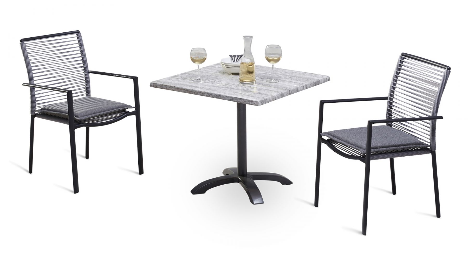 Dining-Sessel Stapelstuhl VINCENZA Armlehnstuhl Gartenstuhl Anthrazit/Grau