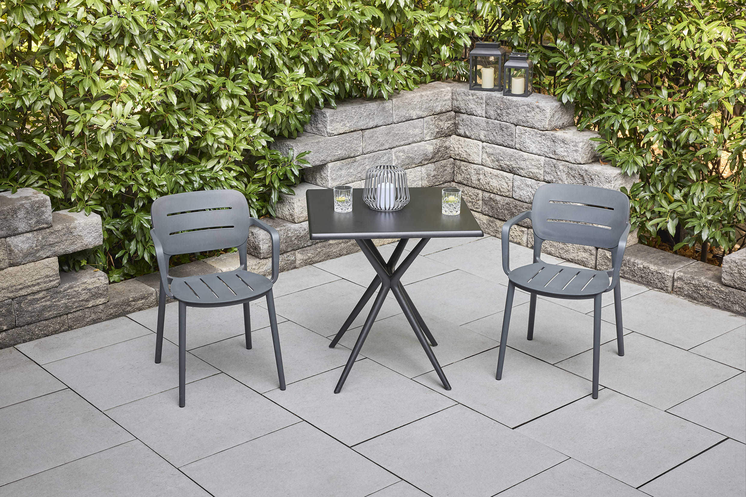 Gartentisch Moroni Balkontisch Bistrotisch 70x70cm Kunststoff anthrazit