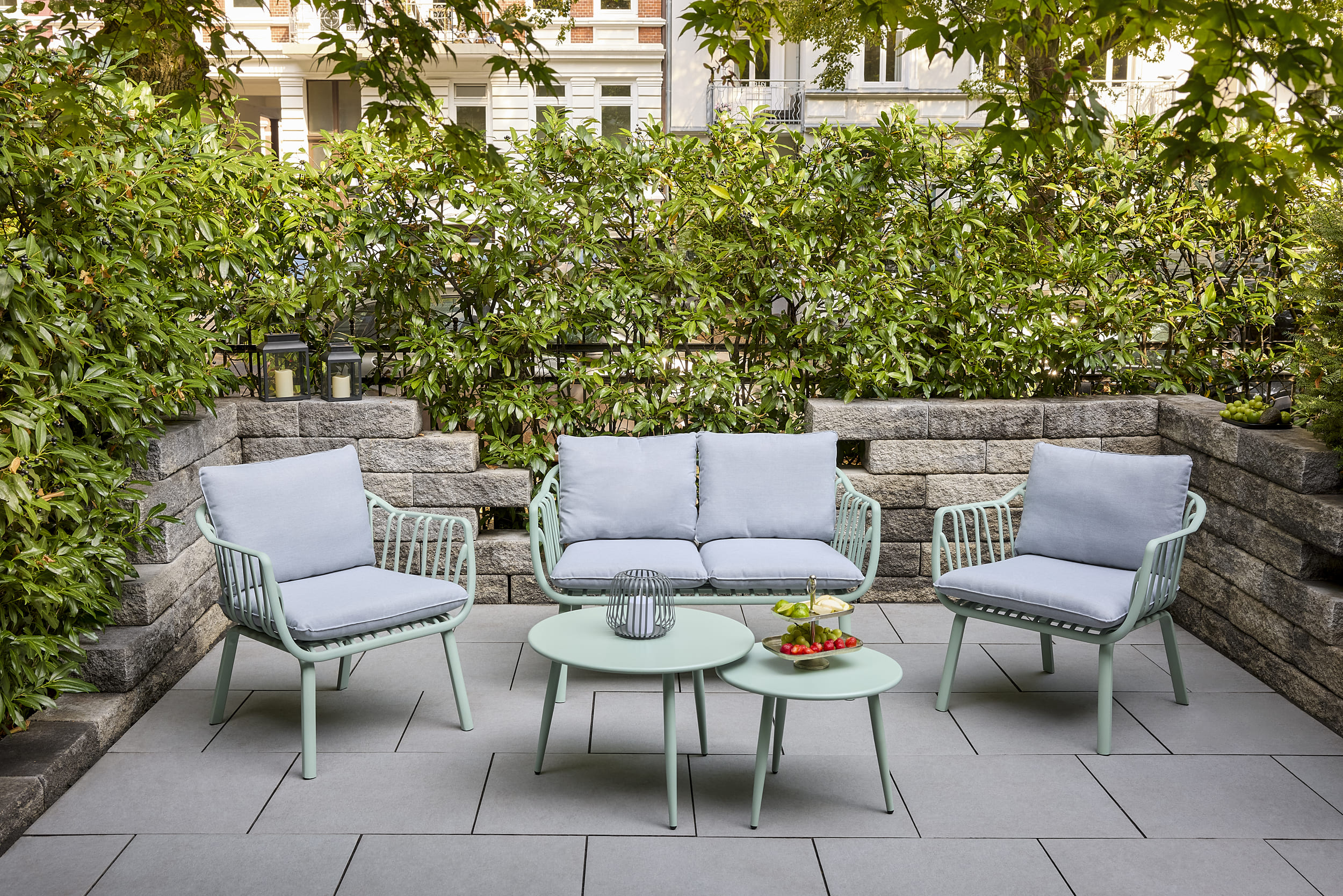 Lounge Set 4tlg. Moroni Loungemöbel Sitzgruppe Gartenlounge Loungeecke Grün