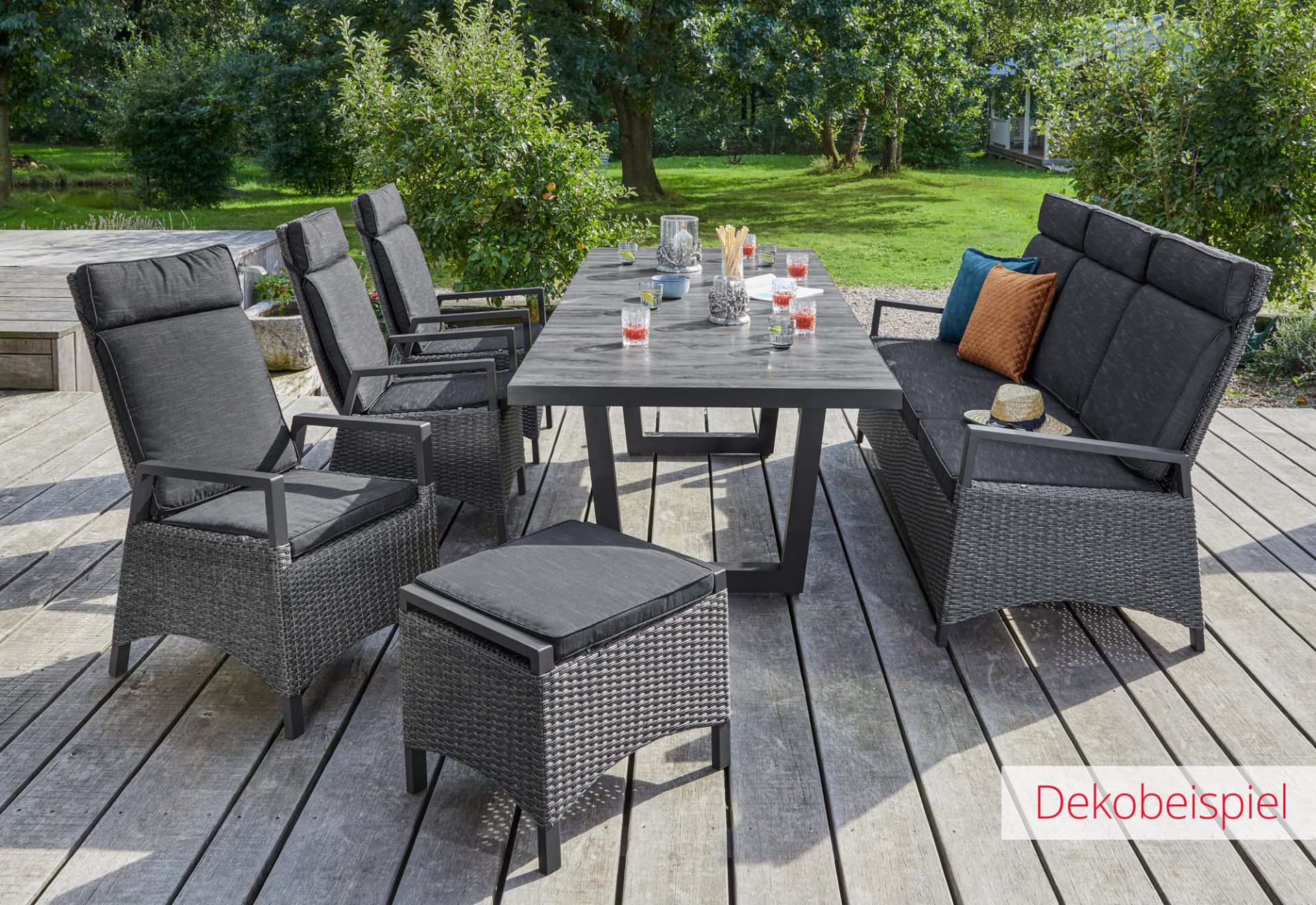 Ausziehtisch Gartentisch Nizza Keramik Esstisch V-Fuß 200/260x100x75cm