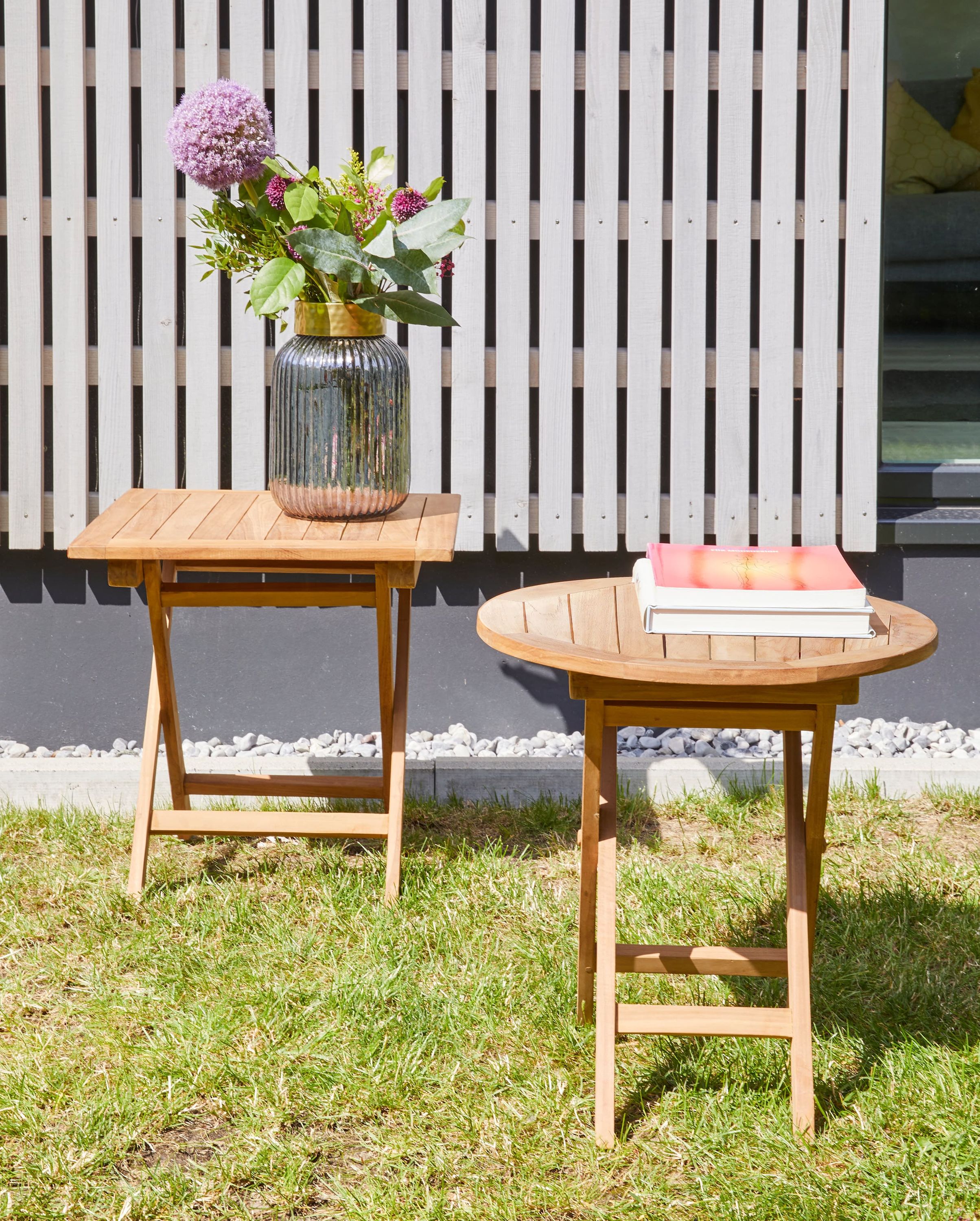 Klapptisch Ela Teak Beistelltisch rund Gartenmöbel Ø50x50cm