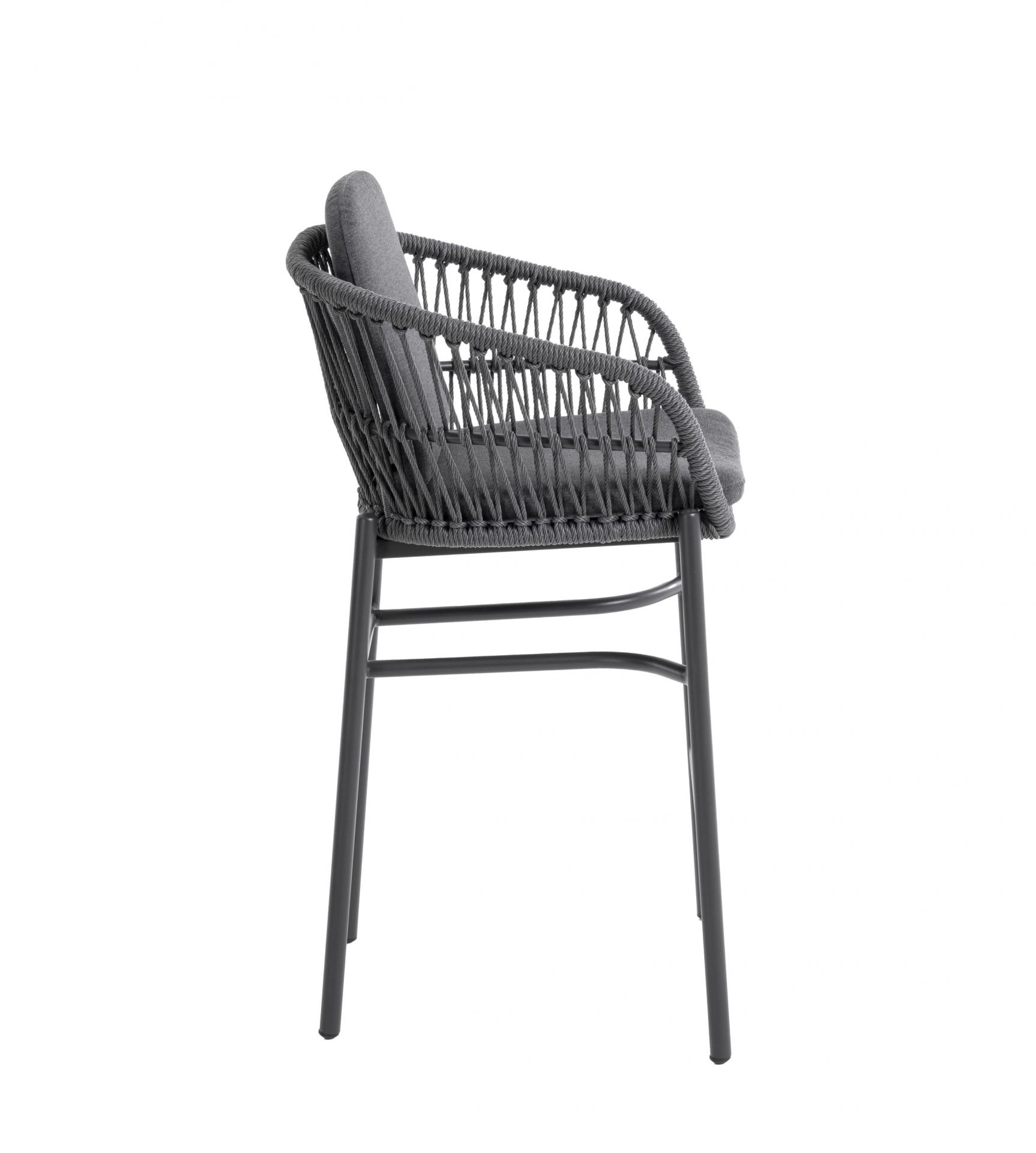 Barstuhl Balu Gartenstuhl mit Sitz-und Rückenkissen anthrazit Aluminium/Rope