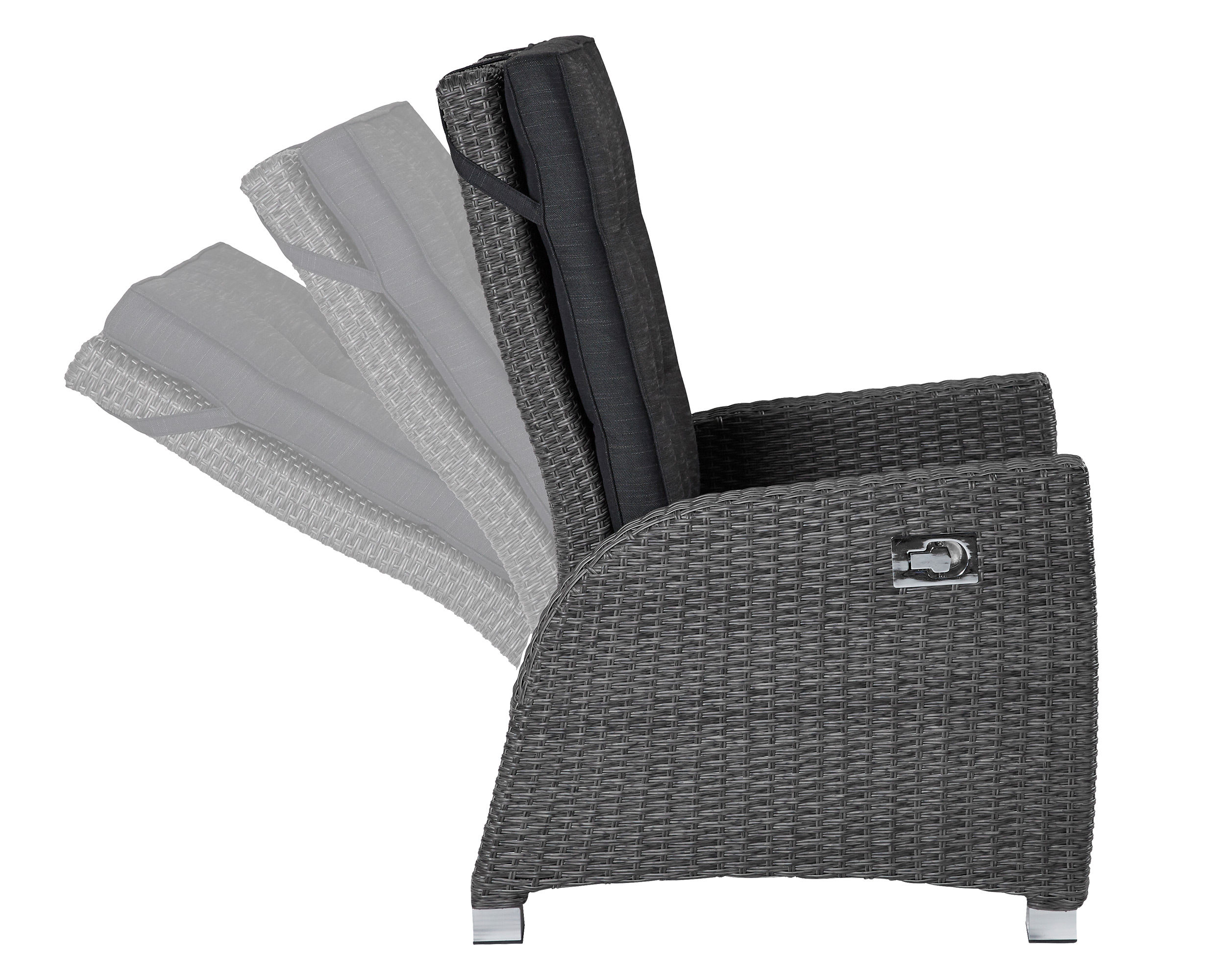 Living Verstellsessel Kansas Gartensessel Liegesessel Loungesessel grau-mix