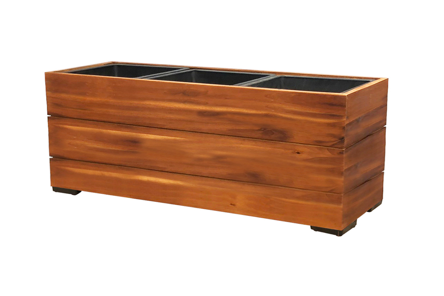 Pflanzgefäß Pflanzkasten Blumenkasten Akazienholz 33x93x31 cm mit Einsatz
