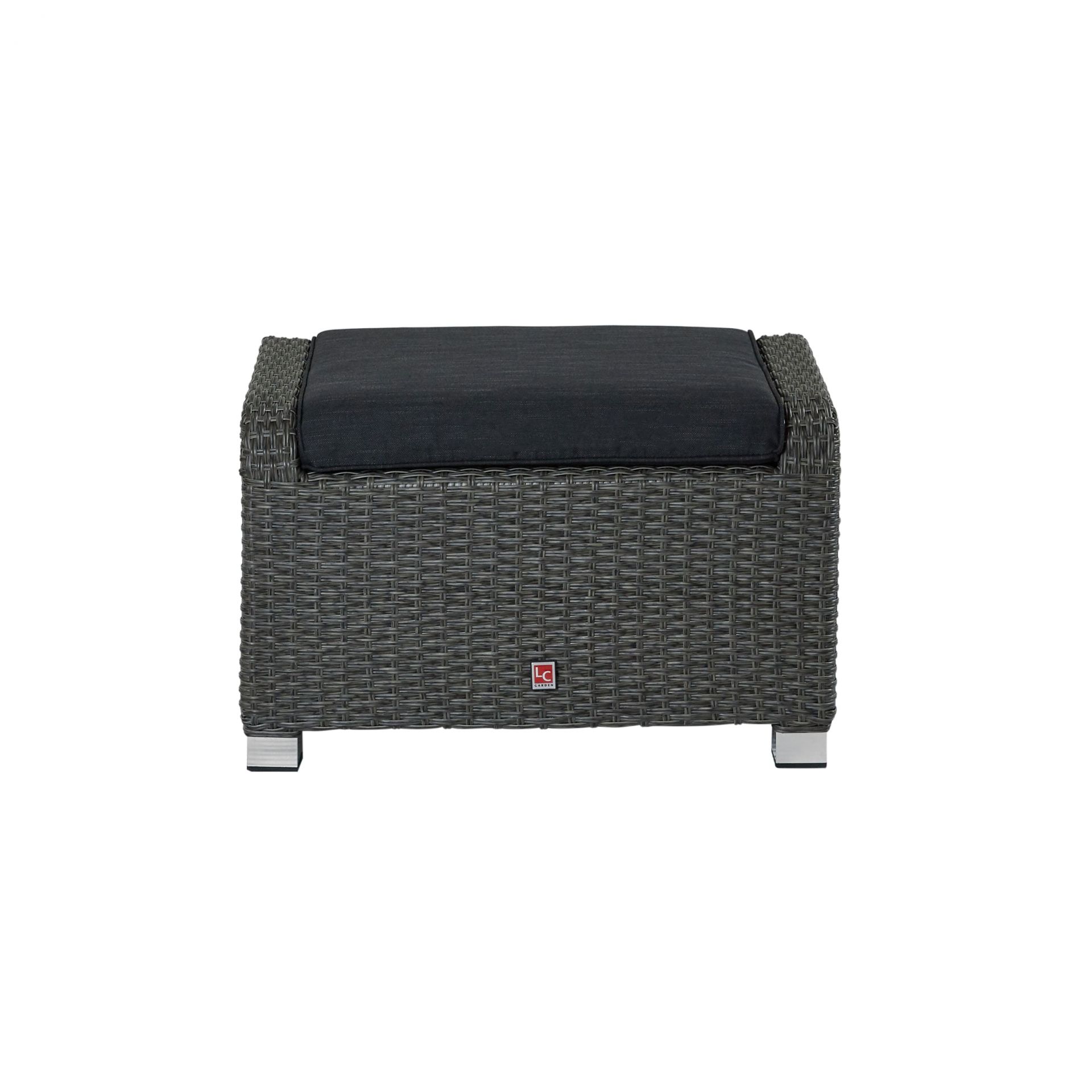 Hocker Fußbank Kansas, grau-mix, Rattanoptik, Garten, wetterfest