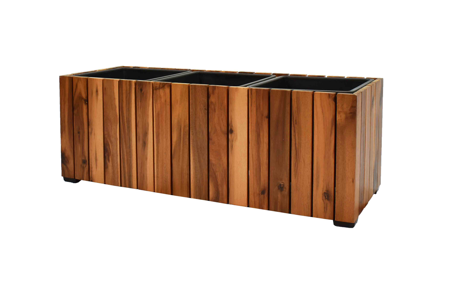 Pflanzgefäß Pflanzkasten Blumenkasten Akazienholz 28x79 cm mit Einsatz