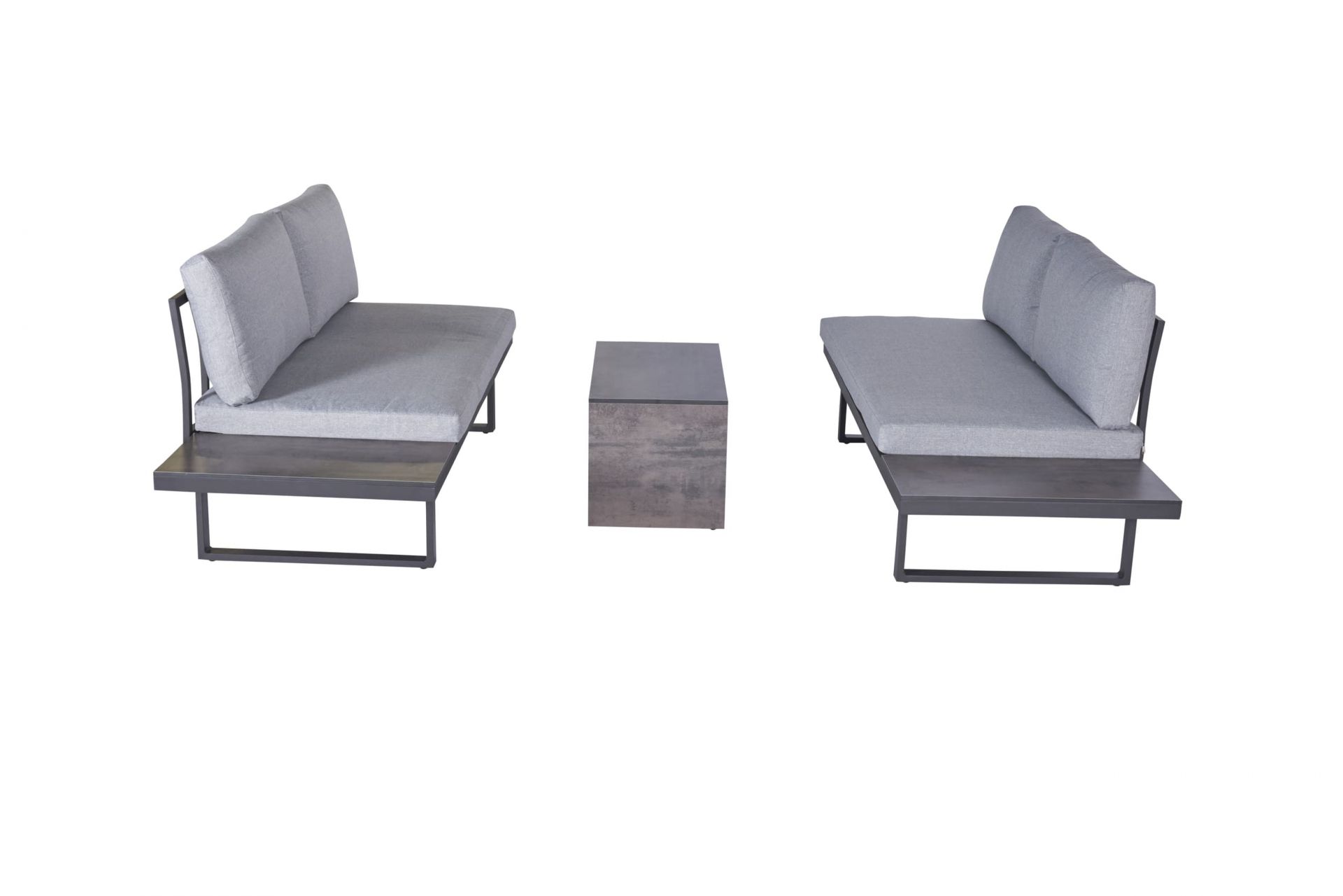 Gartenlounge Loungeset Ecksofa Balkonset Nairobi 3tlg. Aluminium/HPL anthrazit