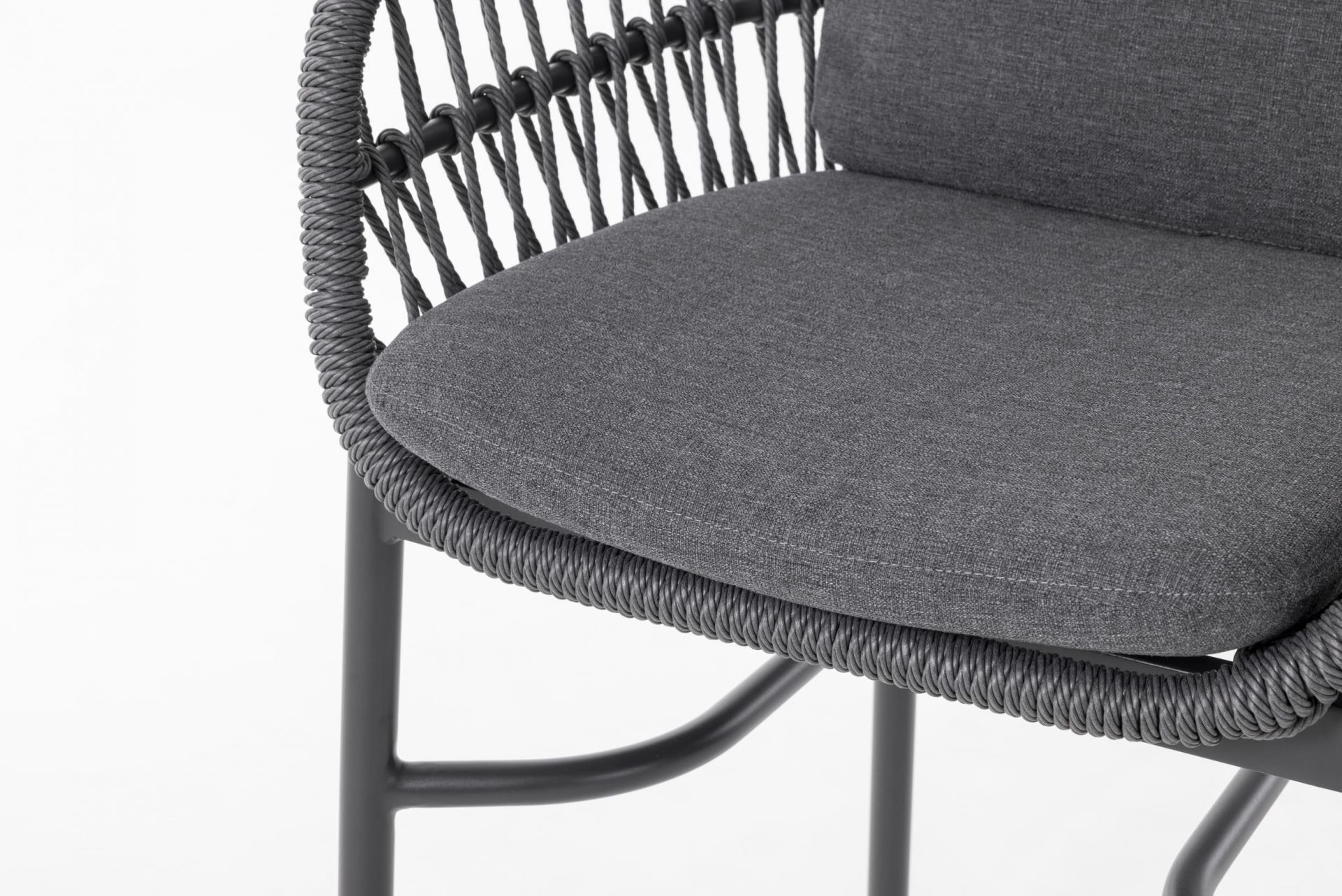 Barstuhl Balu Gartenstuhl mit Sitz-und Rückenkissen anthrazit Aluminium/Rope