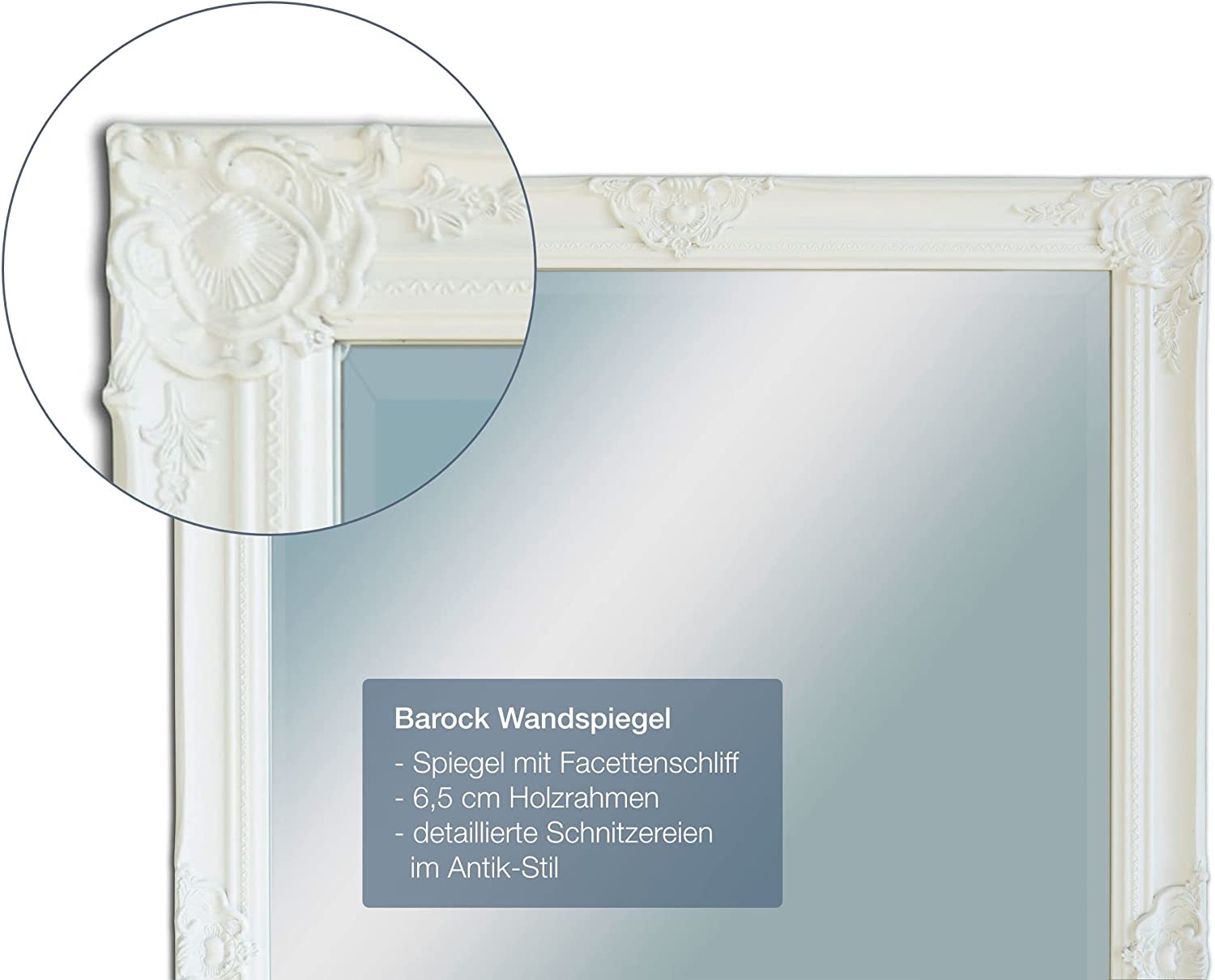 Wandspiegel Barock Weiß 180x80 cm XL Spiegel Antik-Stil Ganzkörperspiegel