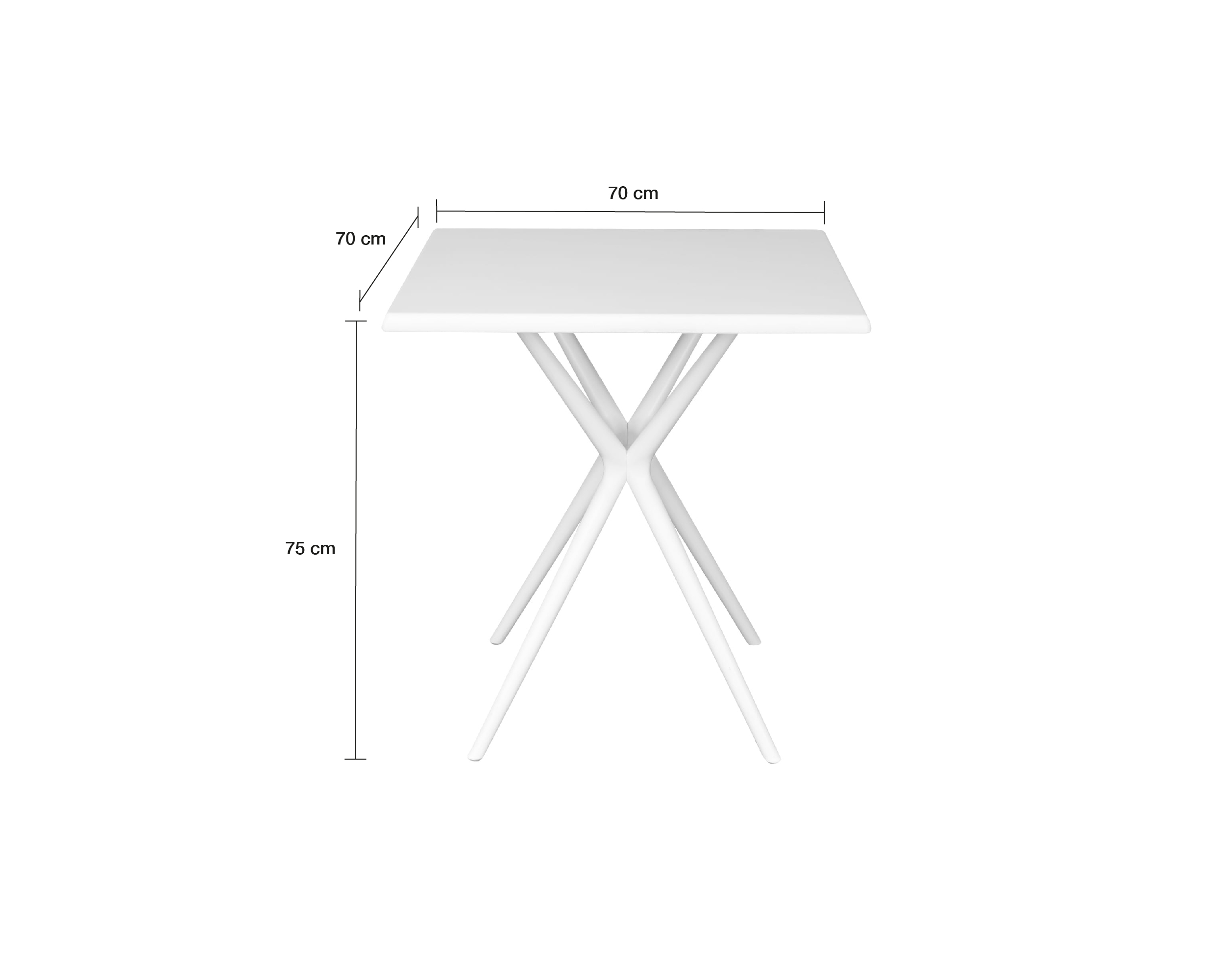 Gartentisch Moroni Balkontisch Bistrotisch 70x70cm Kunststoff weiß