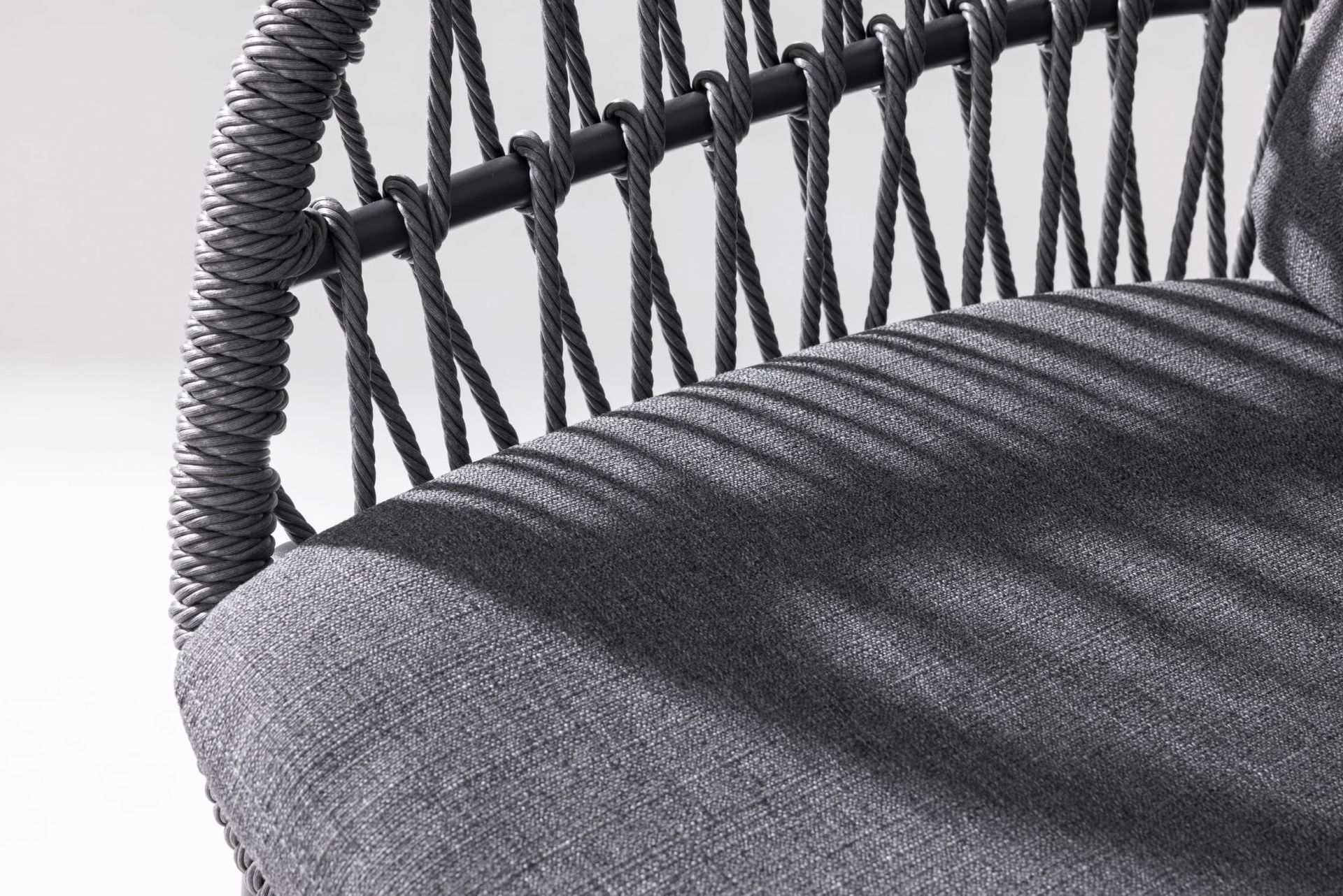 Barstuhl Balu Gartenstuhl mit Sitz-und Rückenkissen anthrazit Aluminium/Rope