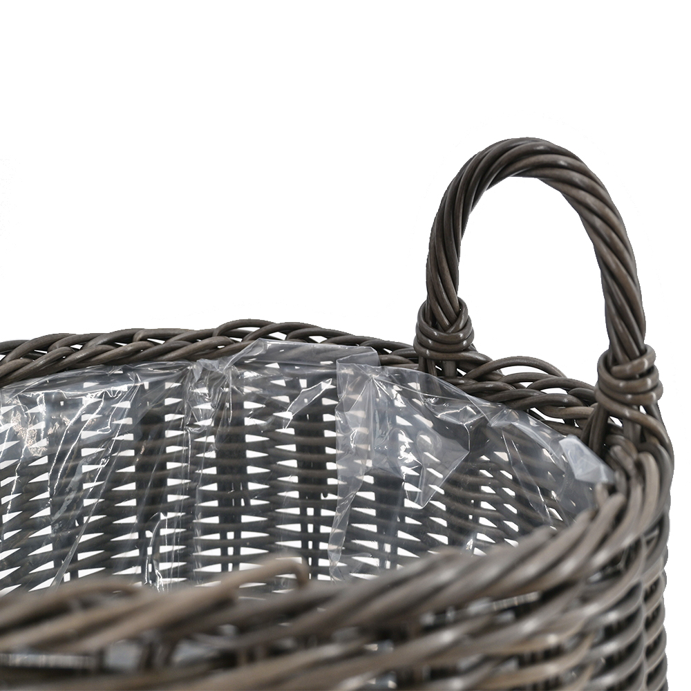 Pflanzkörbe Blumentopf Korb mit Henkel Übertopf 2er Set, Rattan, rund, braun
