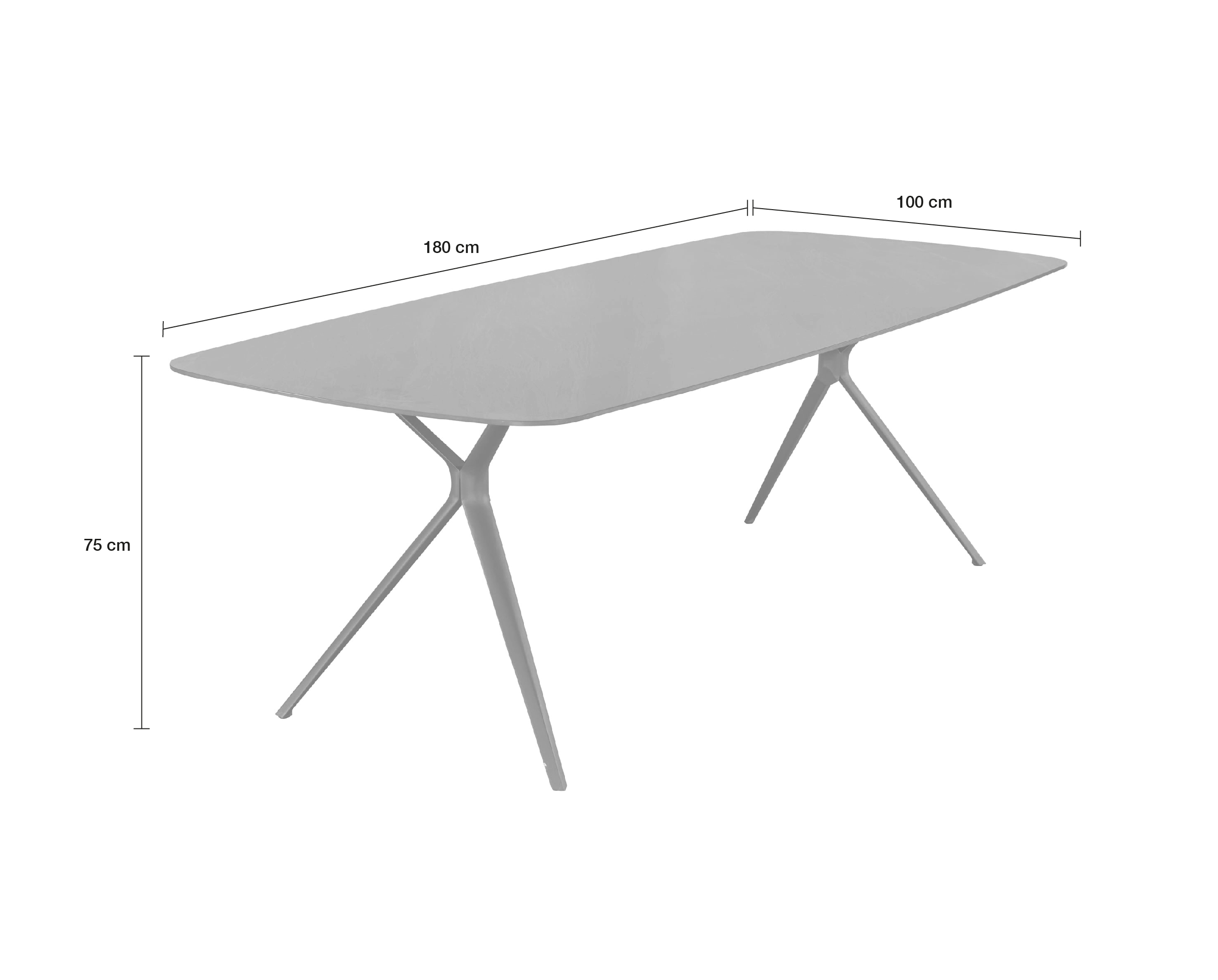 Gartentisch Balu Esstisch Terrassentisch 180x100cm Aluminium/sintered stone Stativ-Gestell
