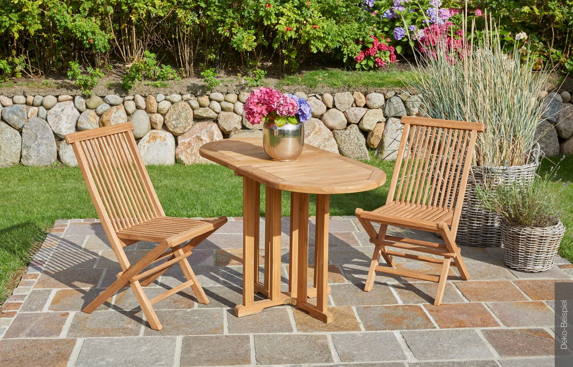Klapptisch Ela Teak Beistelltisch Balkontisch oval Gartenmöbel 60/120x60x75cm