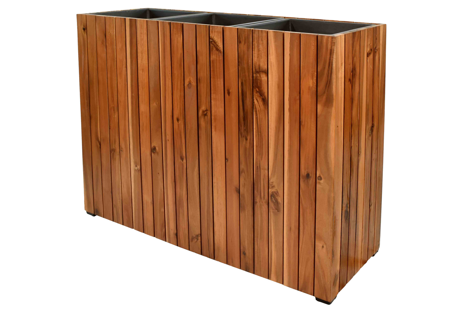 Pflanzgefäß Pflanzkasten Blumenkasten Akazienholz 93x33x72 cm mit Einsatz