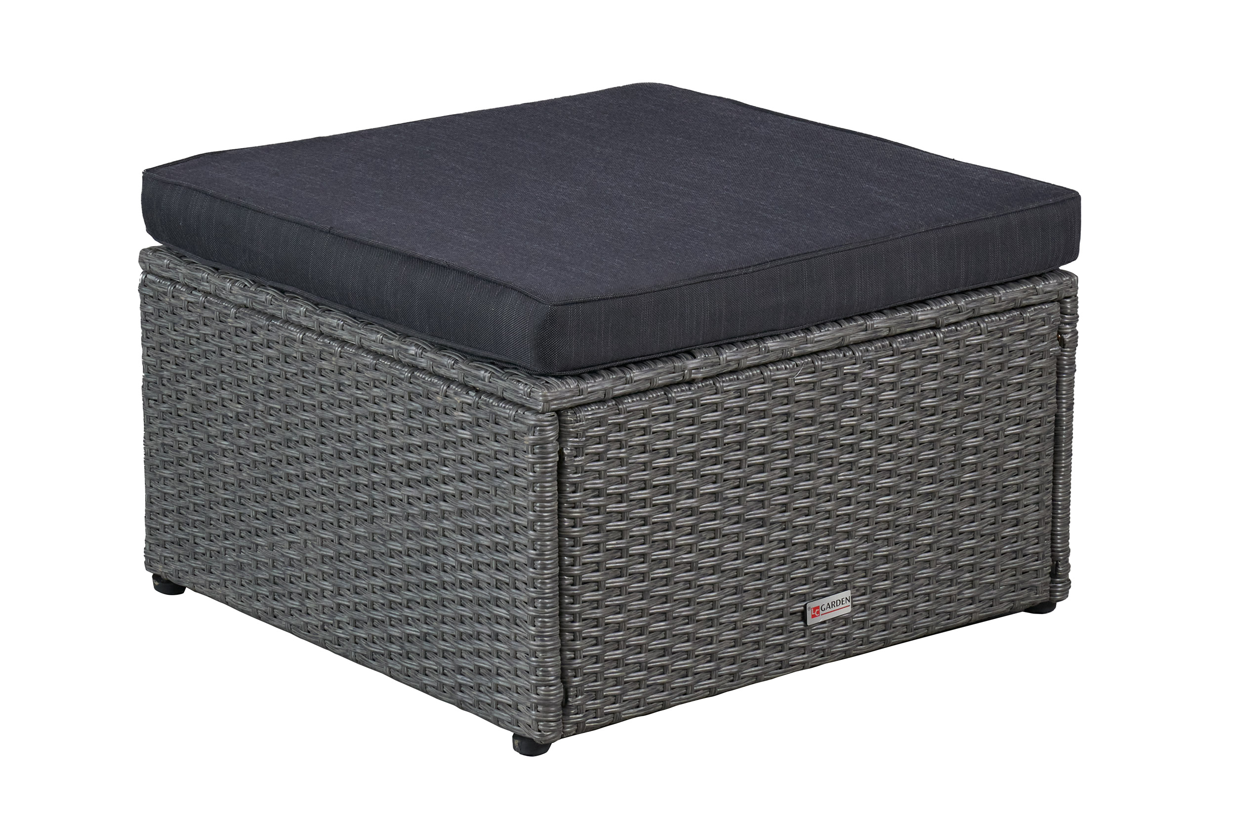 Gartenlounge Ecksofa Balkonset Manila Gartenset mit Tisch + Hocker grau-mix