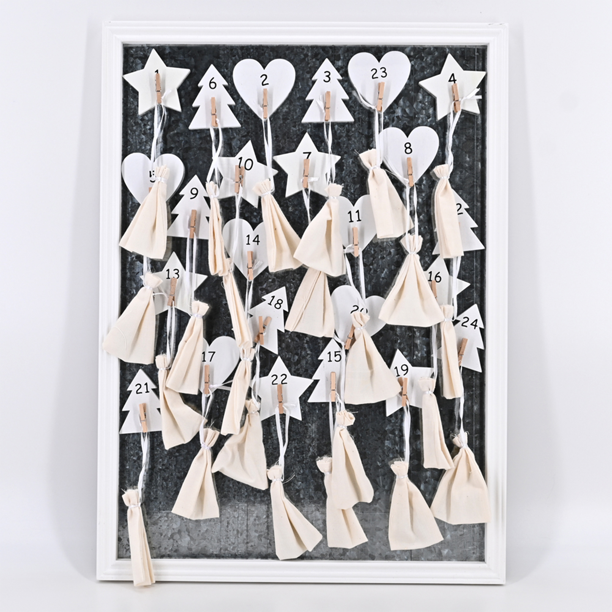 Weihnachten Advent Kalender Holz Magnet zum selbst befüllen Weiß