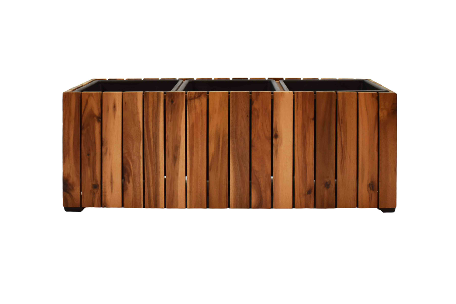 Pflanzgefäß Pflanzkasten Blumenkasten Akazienholz 28x79 cm mit Einsatz