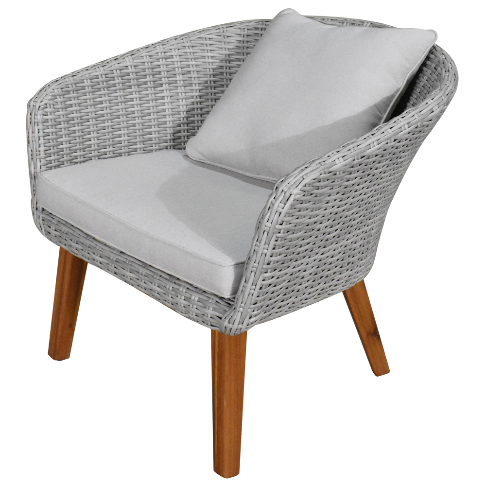 Gartenlounge Loungeset mit Tisch Set 4-tlg., grau, Polyrattan, Garten