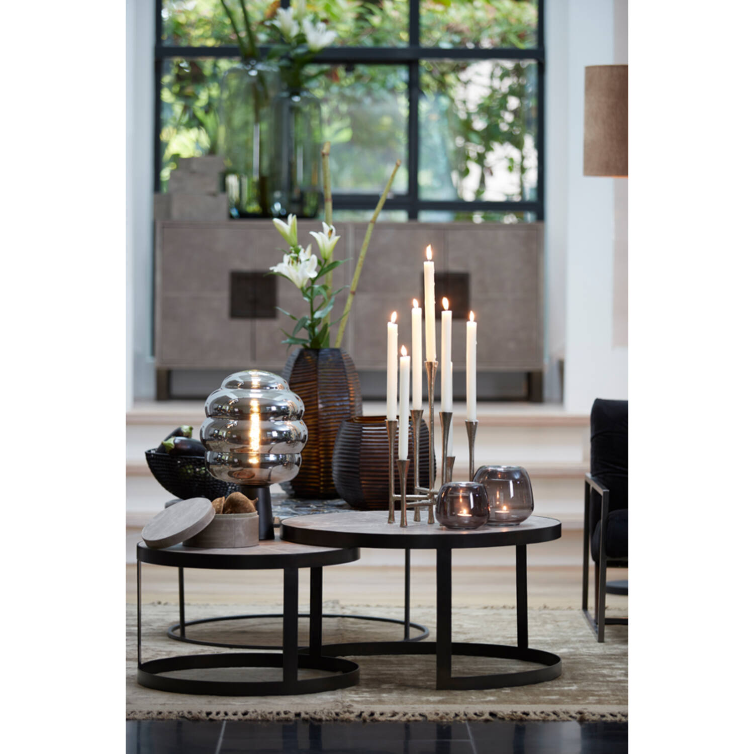 Tischleuchte MISTY von Light & Living Ø30x46 cm Lampe Rauchglas-schwarz