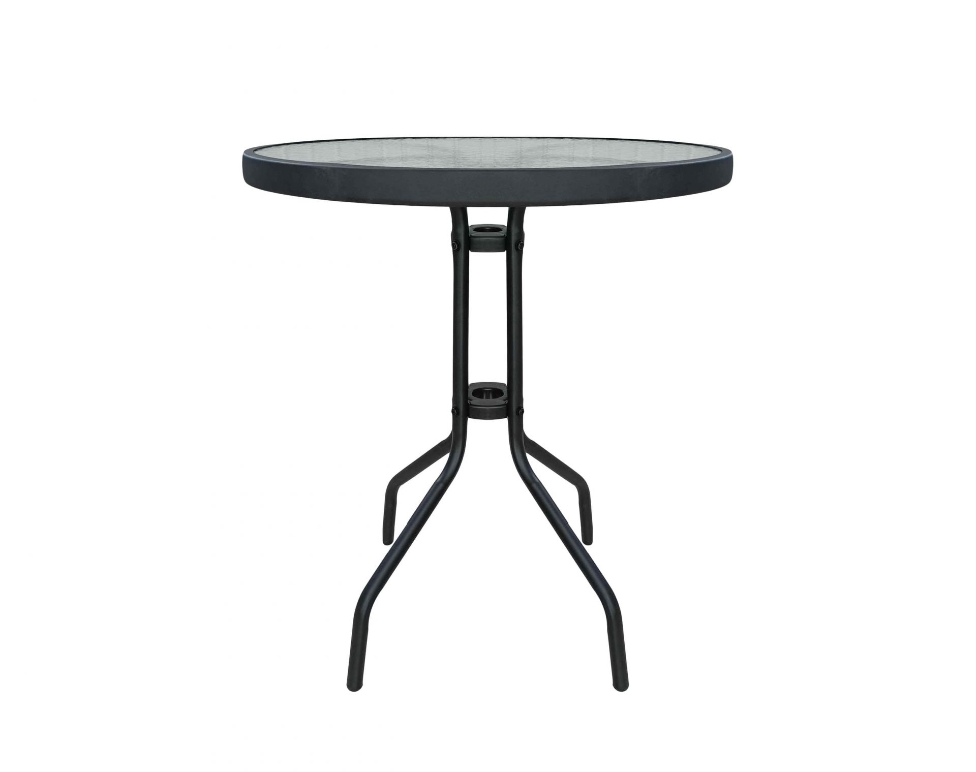 Gartentisch Ibiza Balkontisch Bistrotisch Ø60cm rund schwarz Metall/Glas