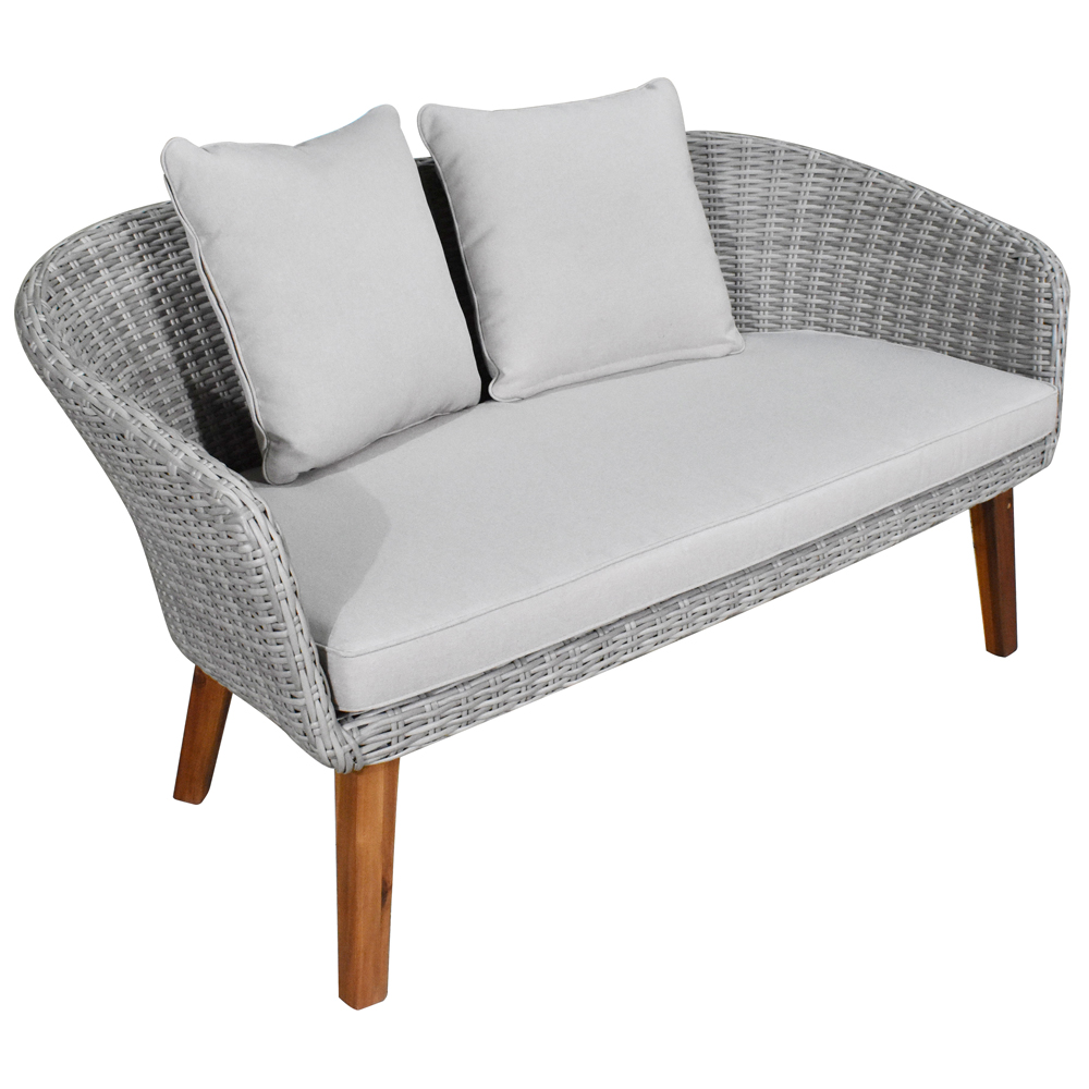 Gartenlounge Loungeset mit Tisch Set 4-tlg., grau, Polyrattan, Garten