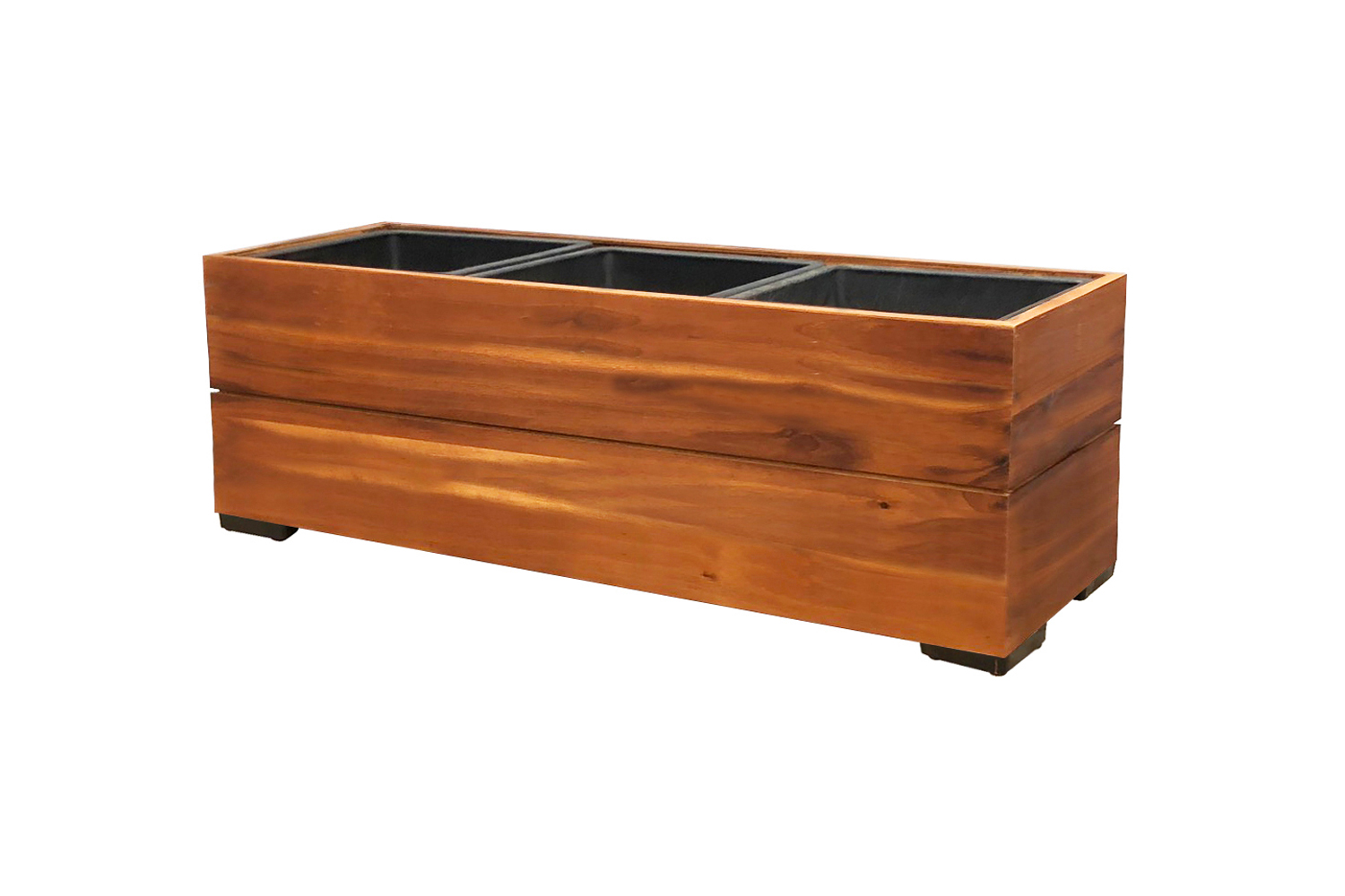 Pflanzgefäß Pflanzkasten Blumenkasten Akazienholz 28x79 cm mit Einsatz