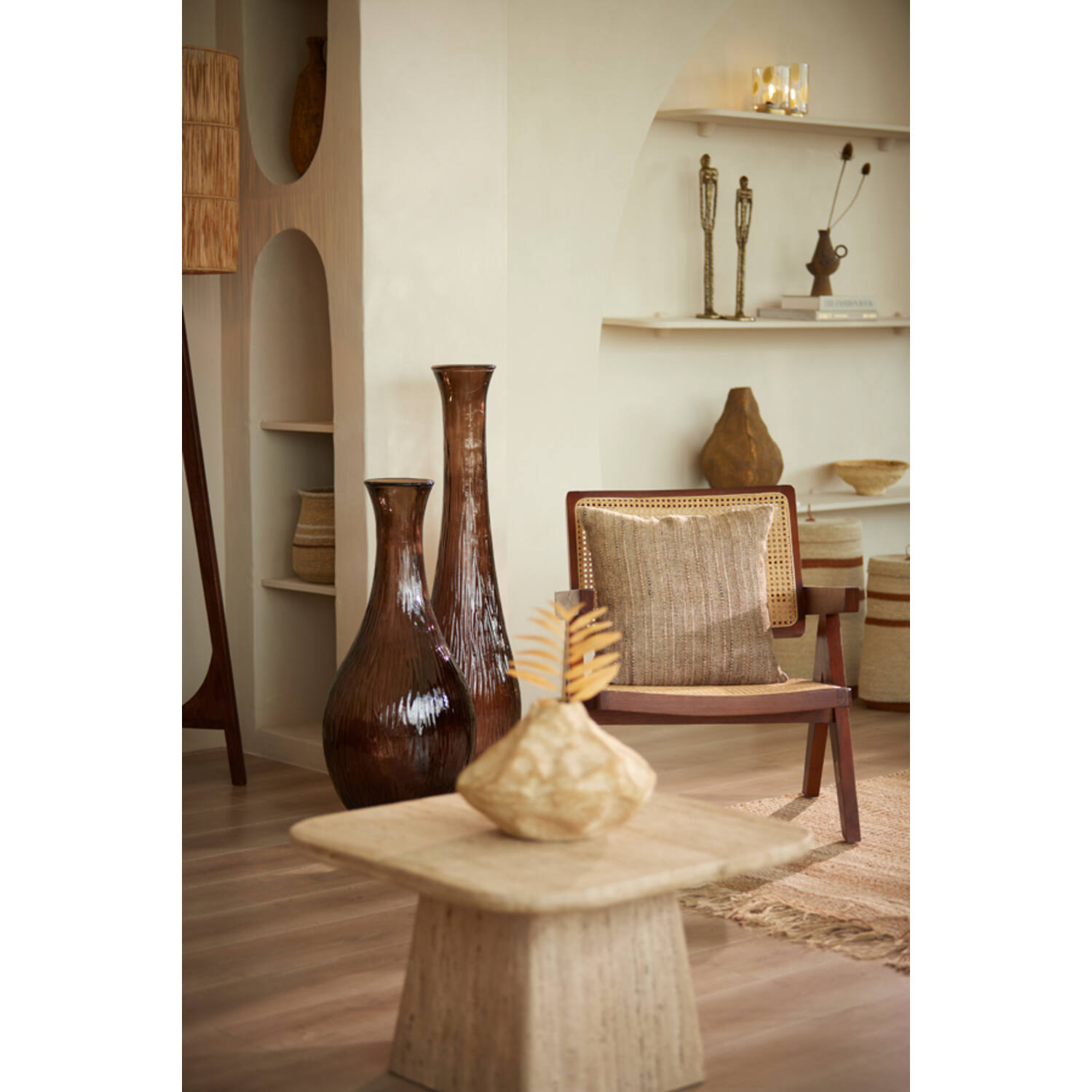 Dekovase Vase JUTHA von Light & Living Blumenvase Bodenvase Ø34x75 cm Braun