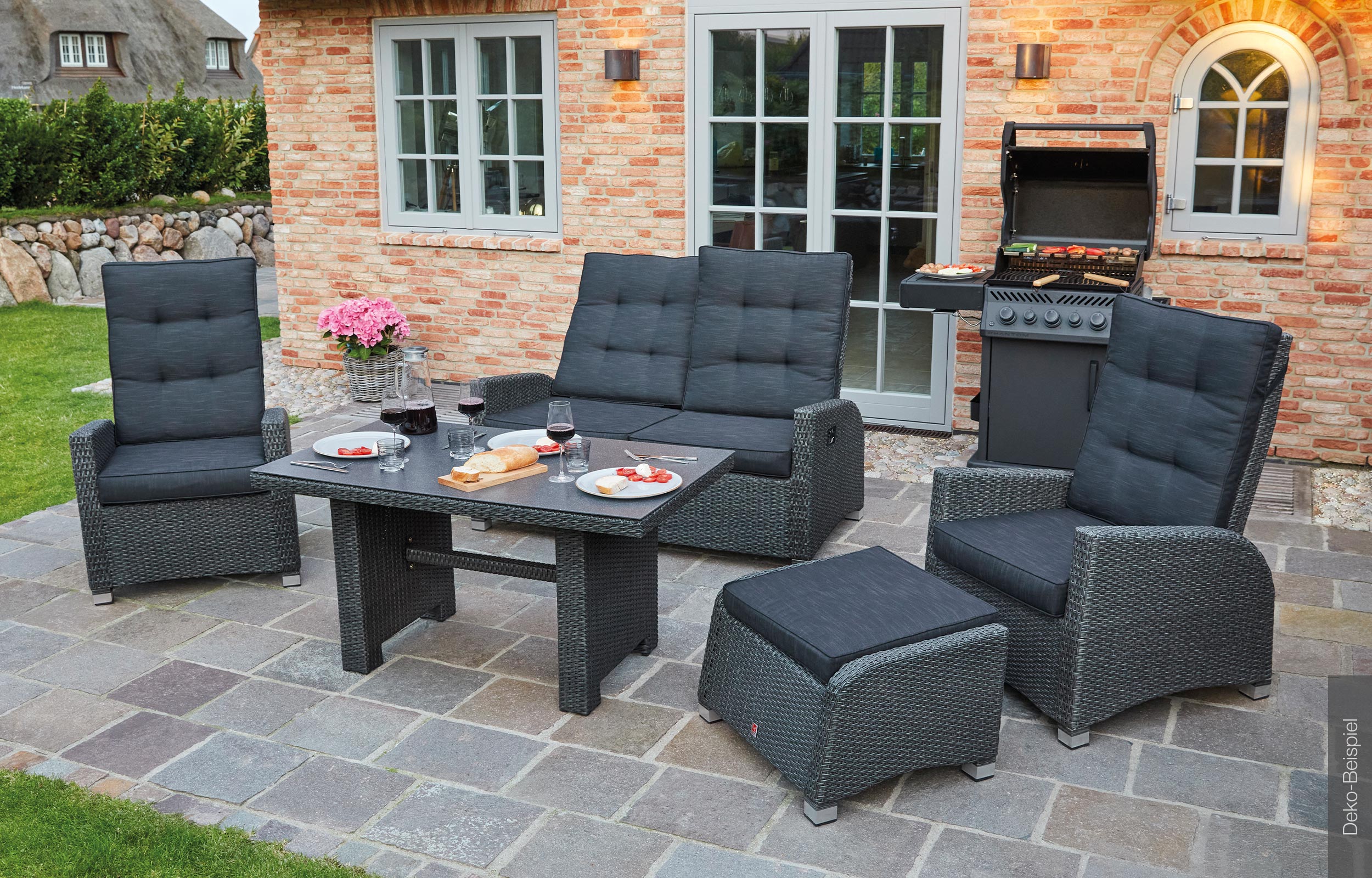Living Verstellsessel Kansas Gartensessel Liegesessel Loungesessel grau-mix