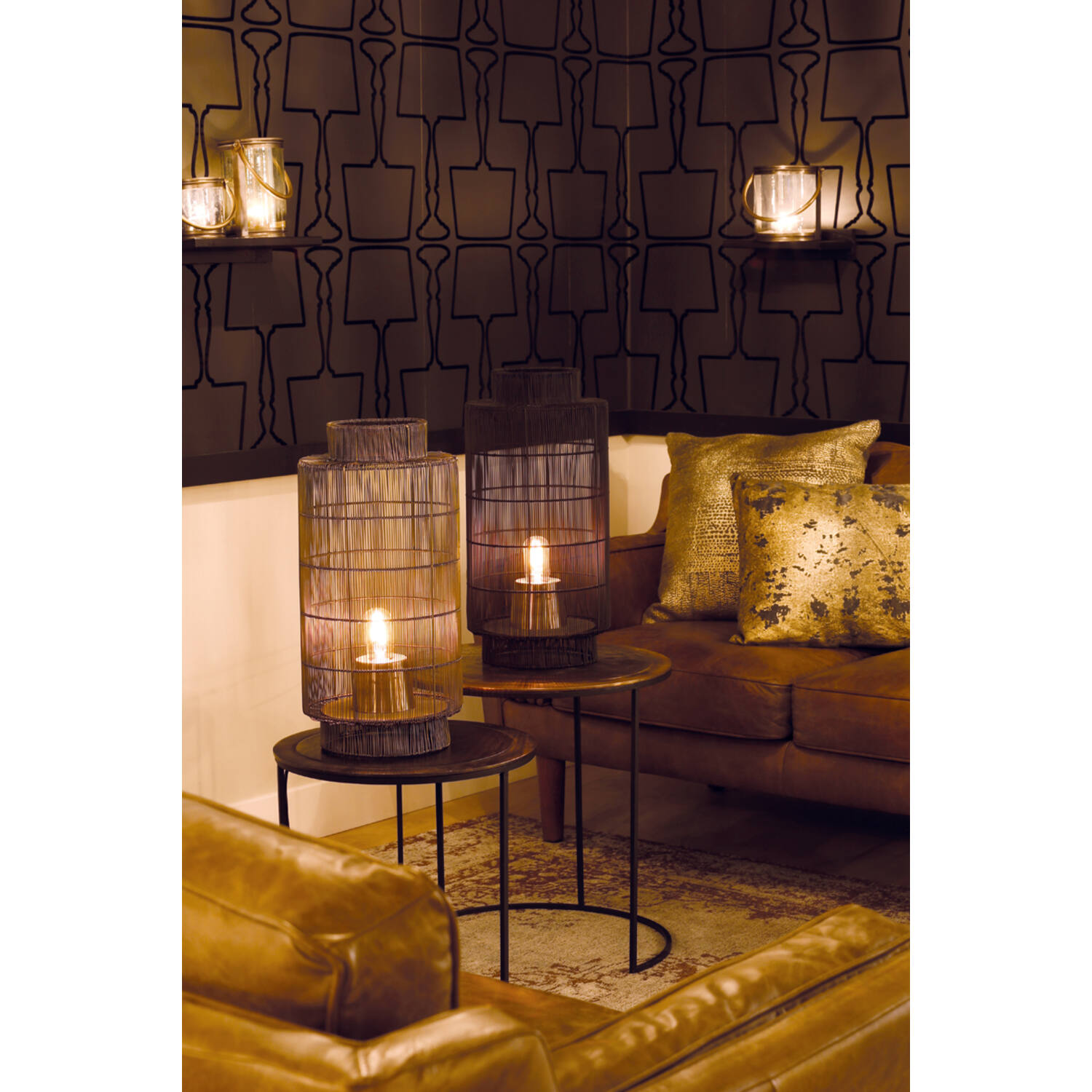 Tischleuchte Lampe Laterne GRUARO von Light & Living Ø24x52 cm Antik Bronze