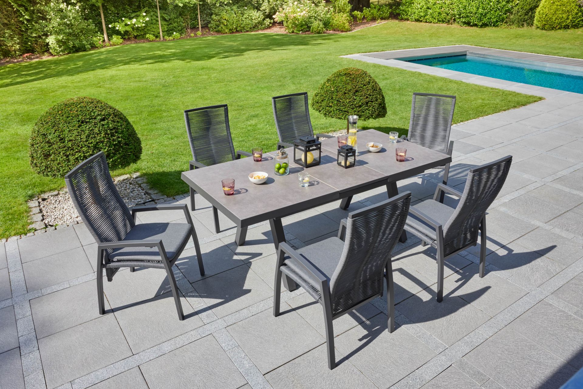 Dining Positionsstuhl Ohio Gartenstuhl Esstischstuhl mit Sitzkissen grau